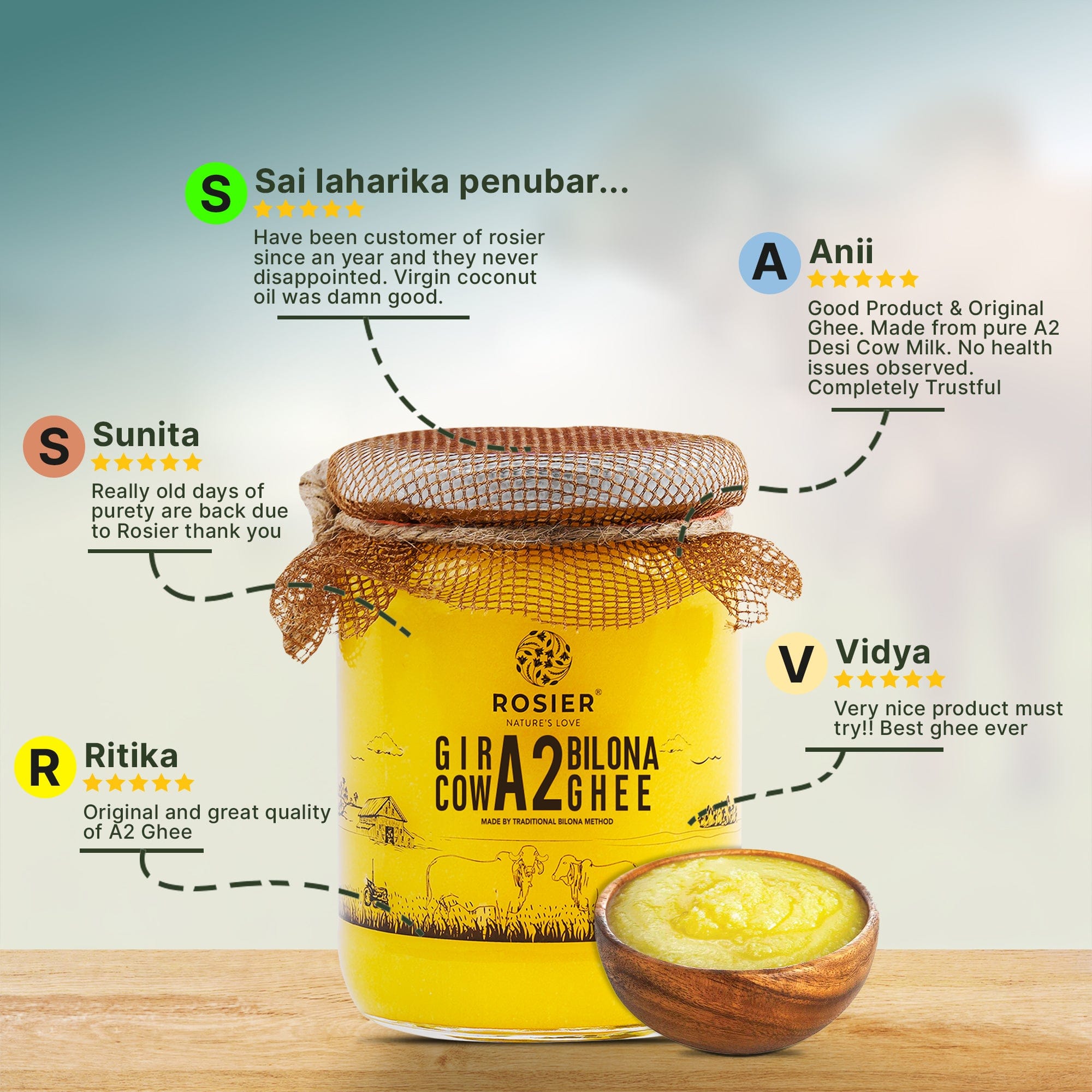 Rosier Foods Gir Cow A2 Ghee - Made From Curd