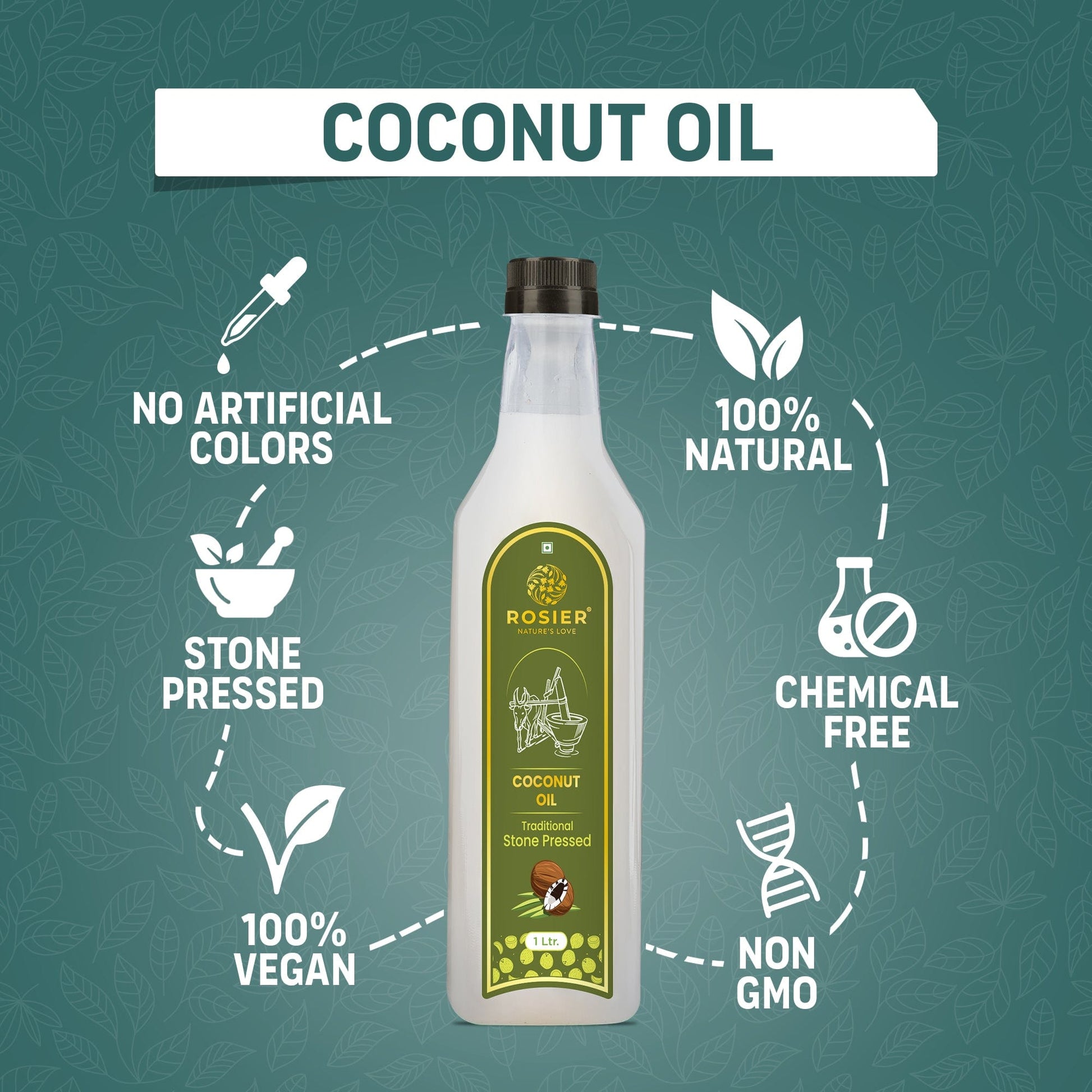 Rosier Foods Stone Pressed Virgin Coconut Oil 1000 ML (PET BOTTLE)