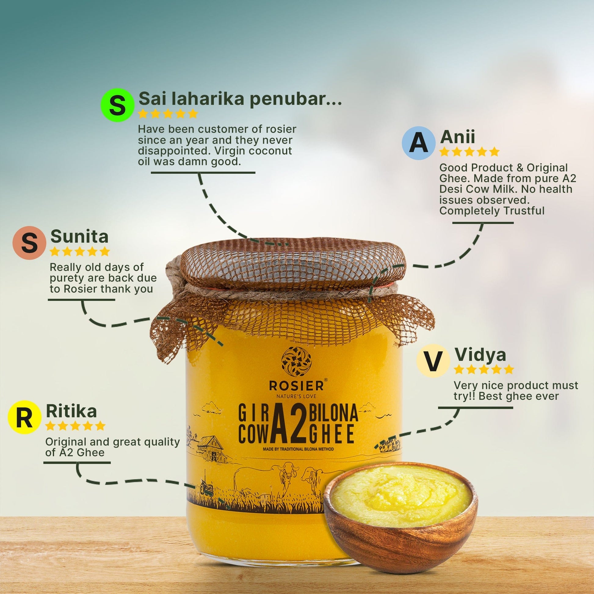 Rosier Foods Gir Cow A2 Ghee - Made From Curd
