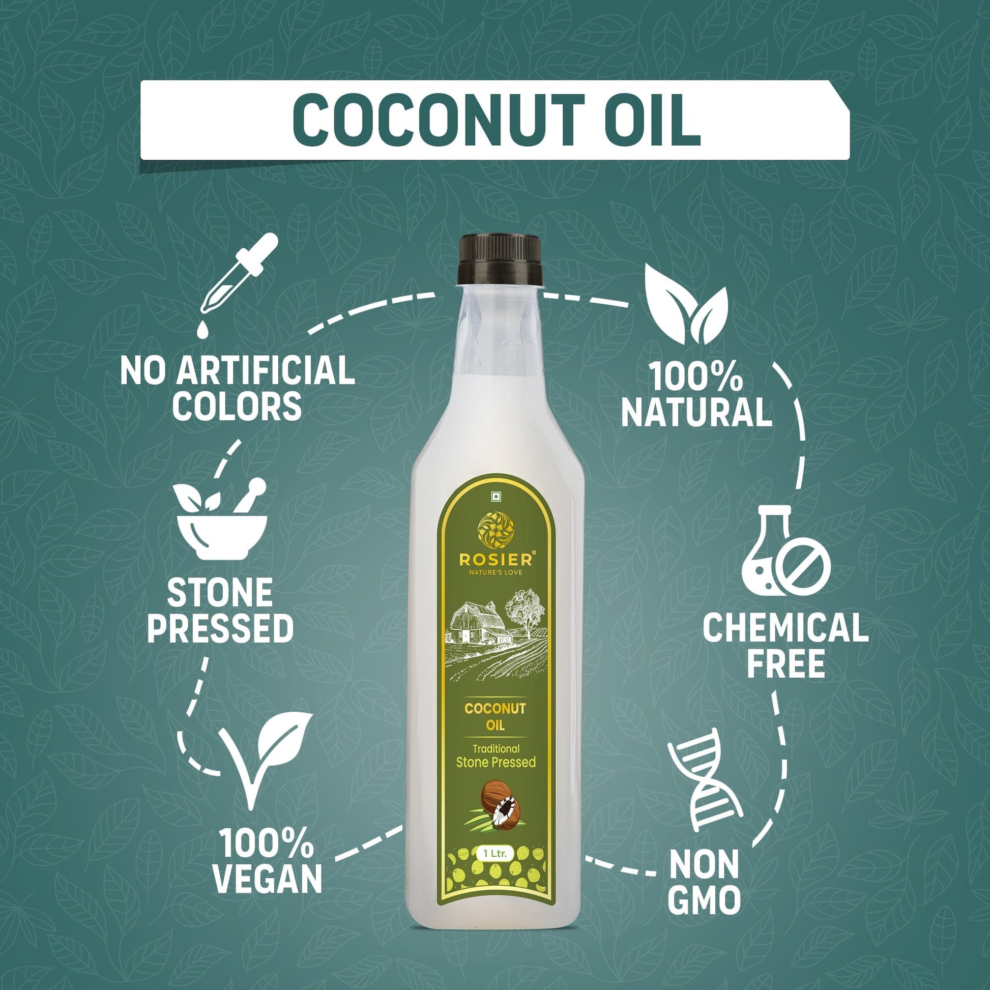 Rosier Foods Stone Pressed Virgin Coconut Oil 1000 ML (PET BOTTLE)