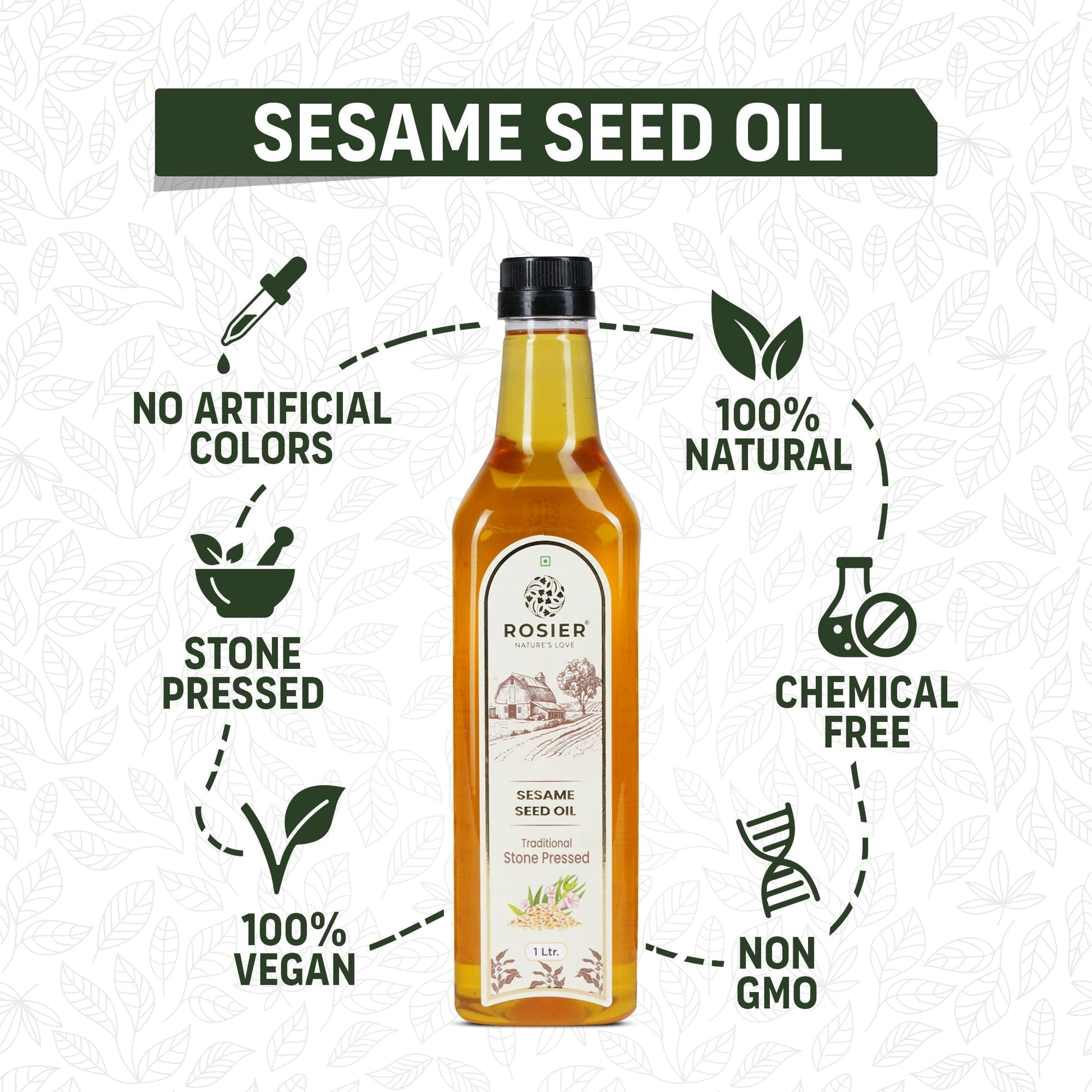 Rosier Foods Stone Pressed Sesame Oil 1000 ML (PET Bottle)