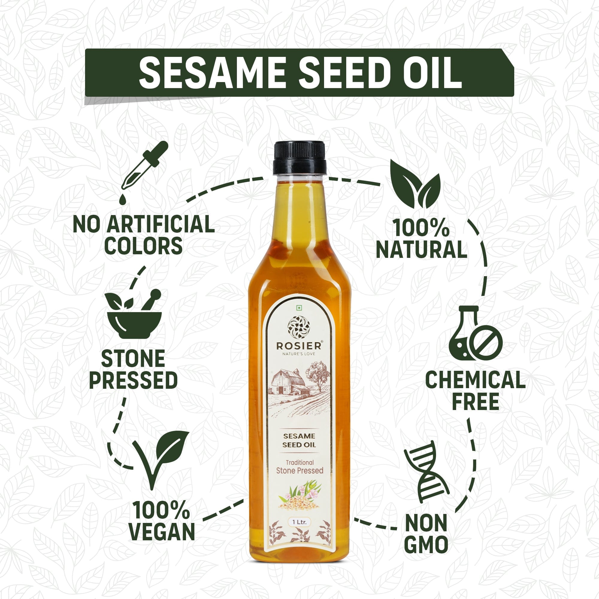 Rosier Foods Stone Pressed Sesame Oil 1000 ML (PET Bottle)