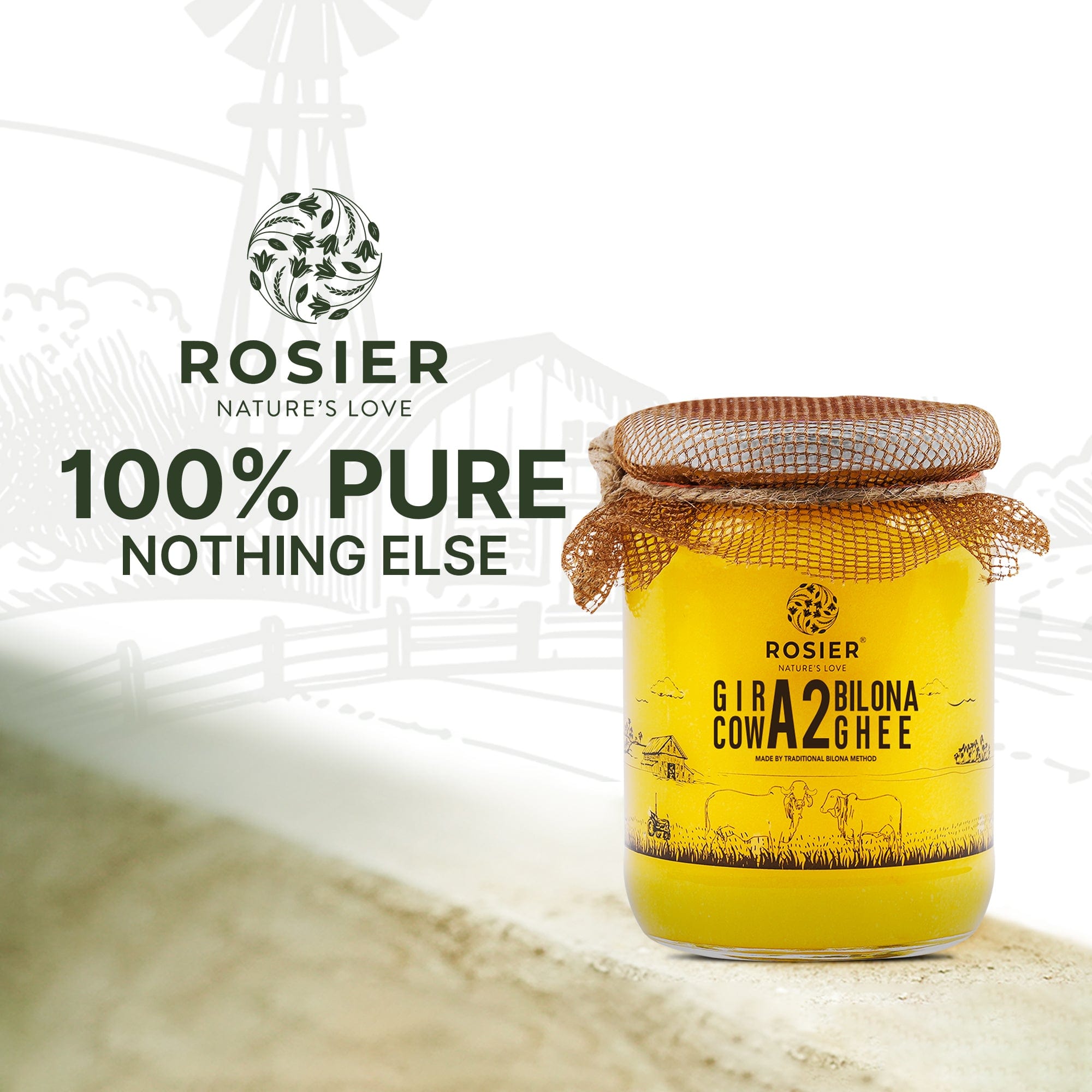 Rosier Foods Gir Cow A2 Ghee - Made From Curd