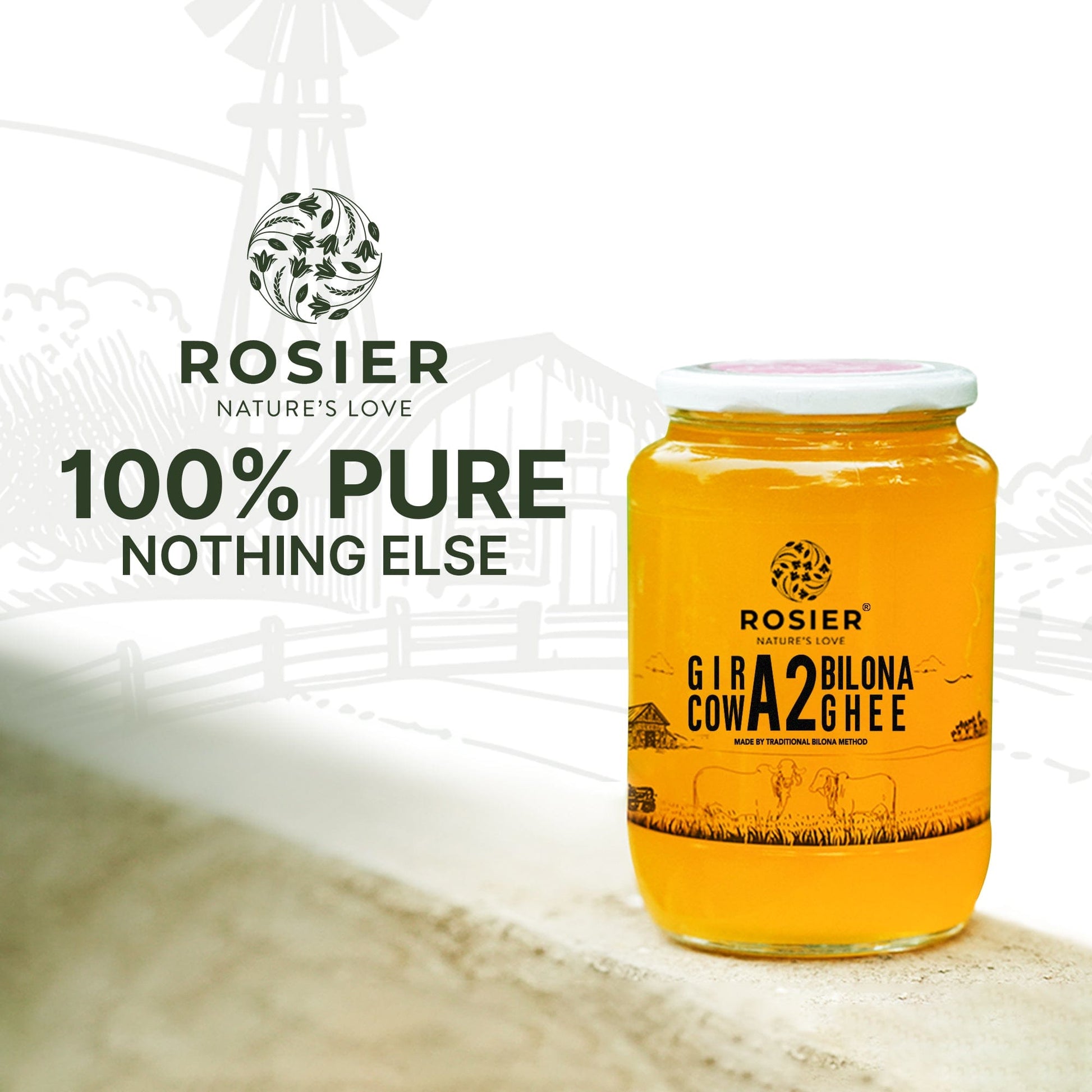 Rosier Foods Gir Cow A2 Ghee - Made From Curd