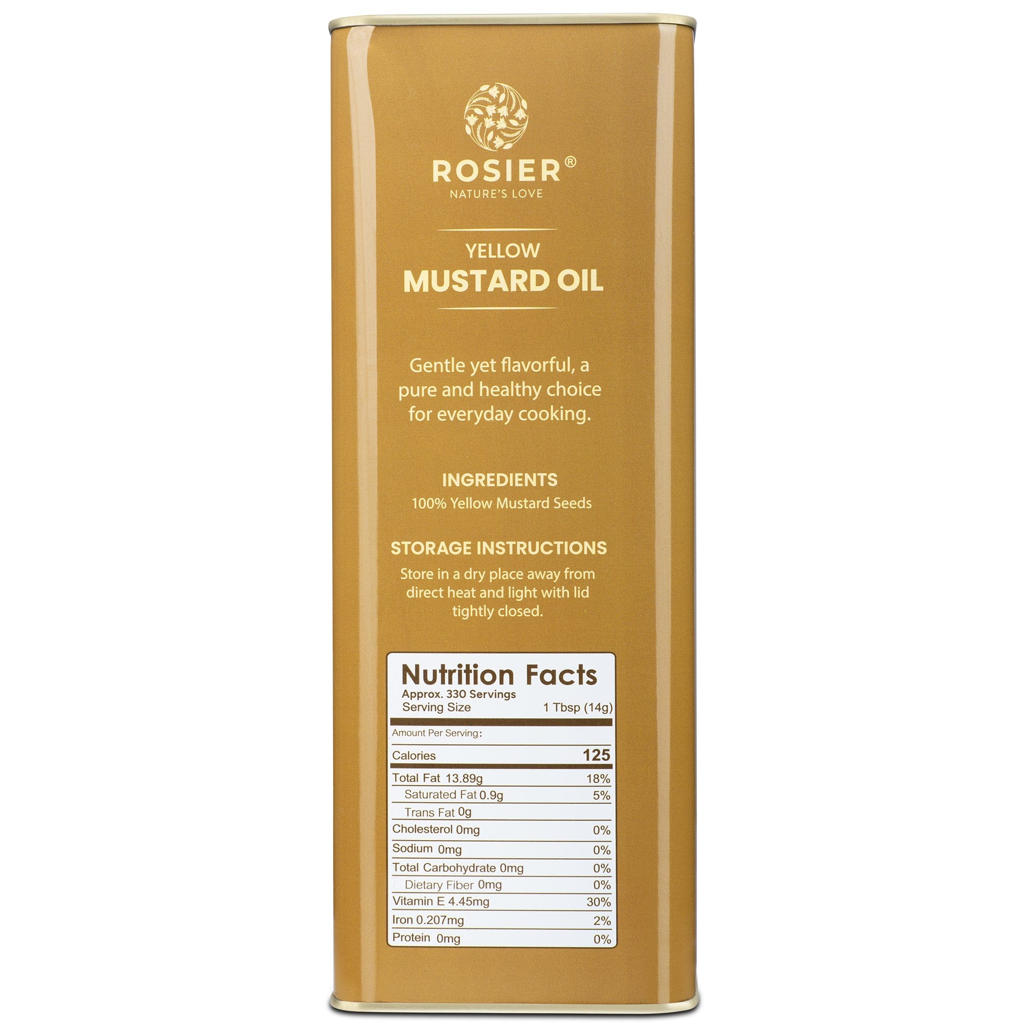 Rosier Foods Stone Pressed Yellow Mustard Oil 5 Ltr 5 L (Tin Pack)