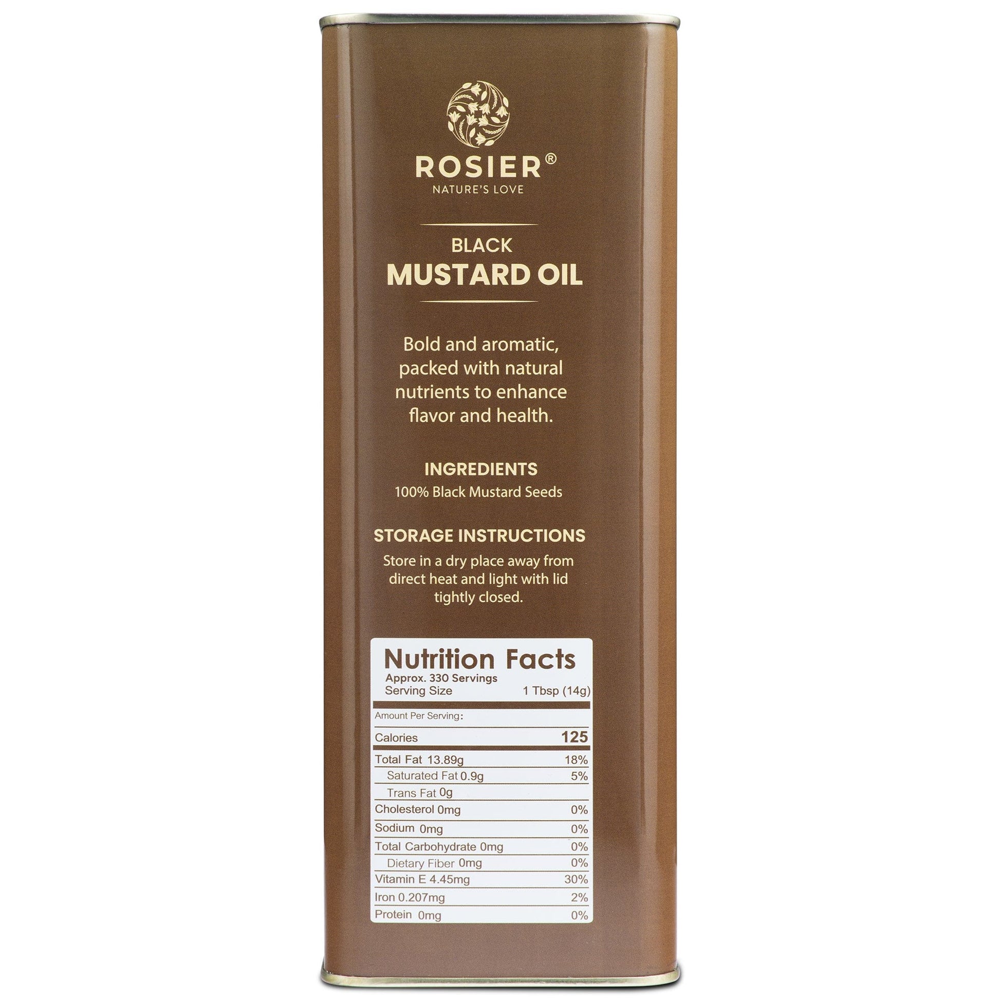 Rosier Foods Stone Pressed Black Mustard Oil 5 Ltr 5 L (Tin Pack)