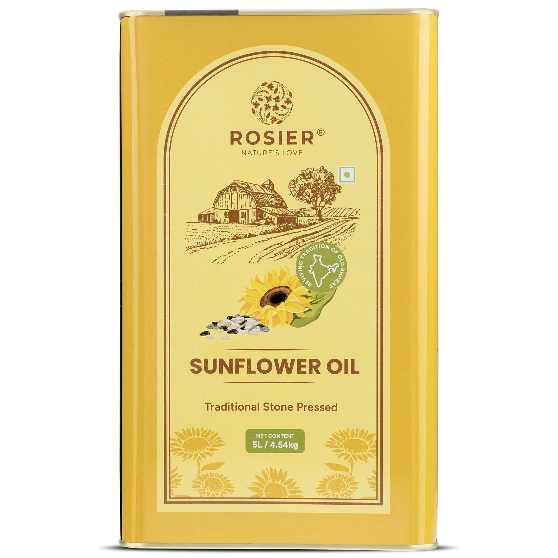 Rosier Foods Stone Pressed Sunflower Oil 5 Ltr 5 L (Tin Pack)
