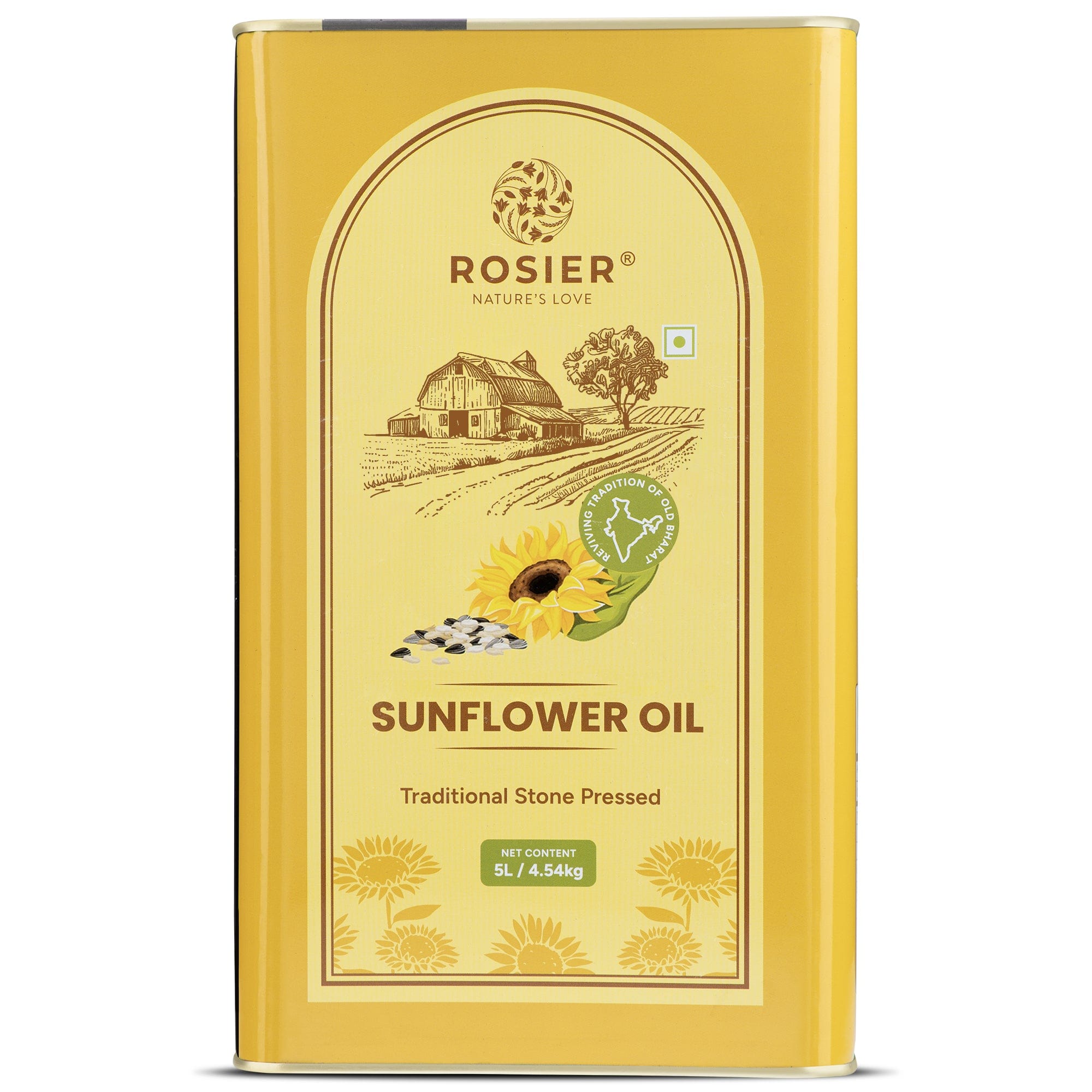 Rosier Foods Stone Pressed Sunflower Oil 5 Ltr 5 L (Tin Pack)