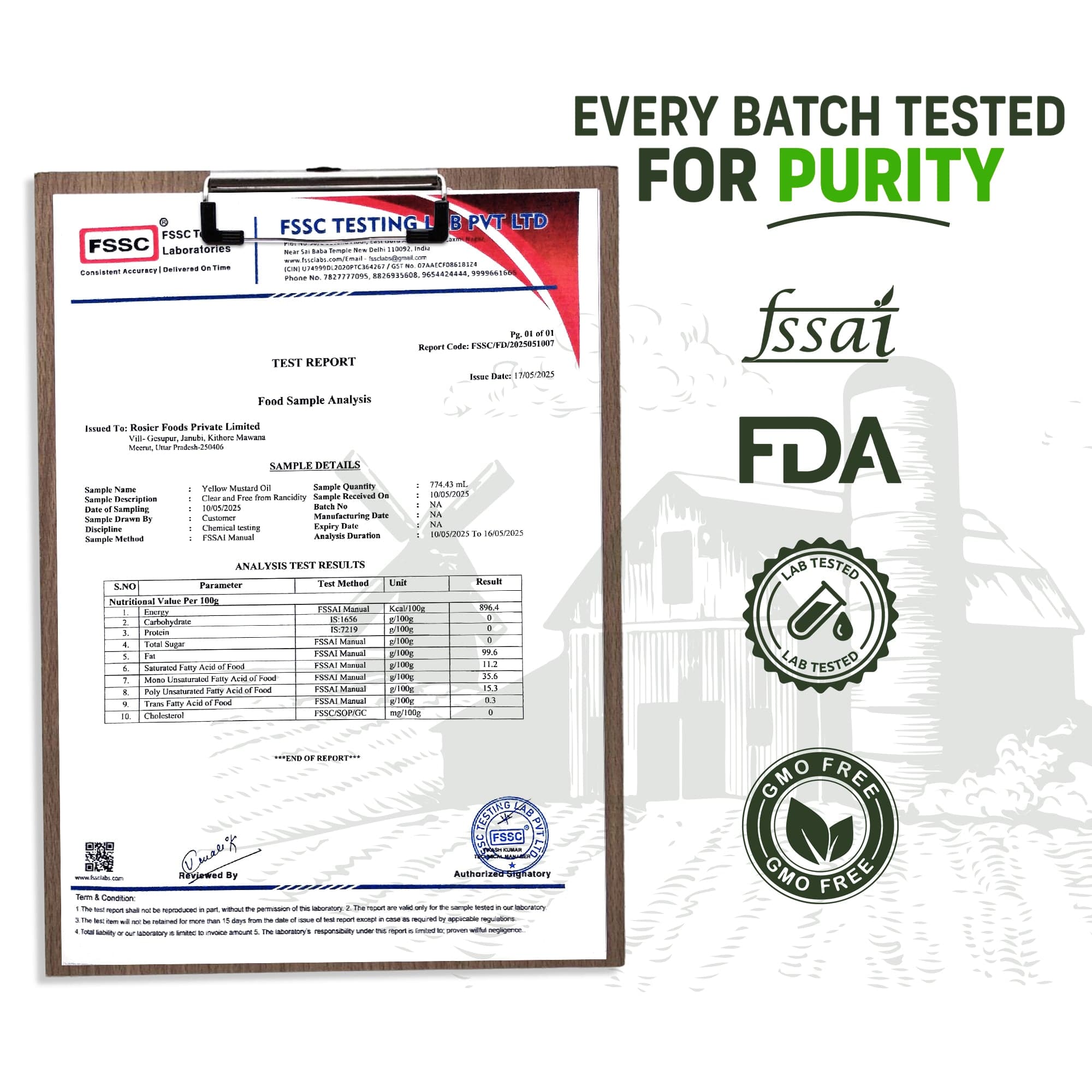 Rosier Foods Stone Pressed Yellow Mustard Oil 5 Ltr 5 L (Tin Pack)