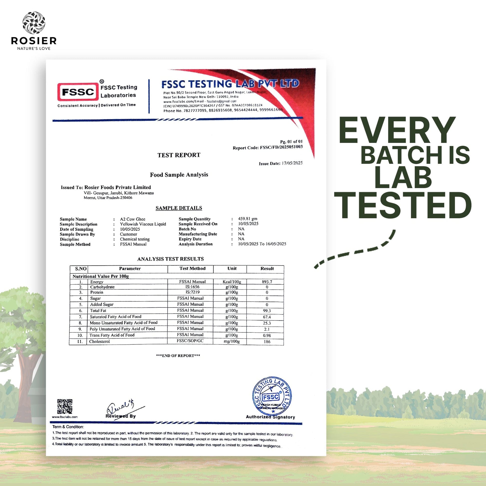 Rosier Foods Gir Cow A2 ghee - Made From Curd (250 ML) 250 ML