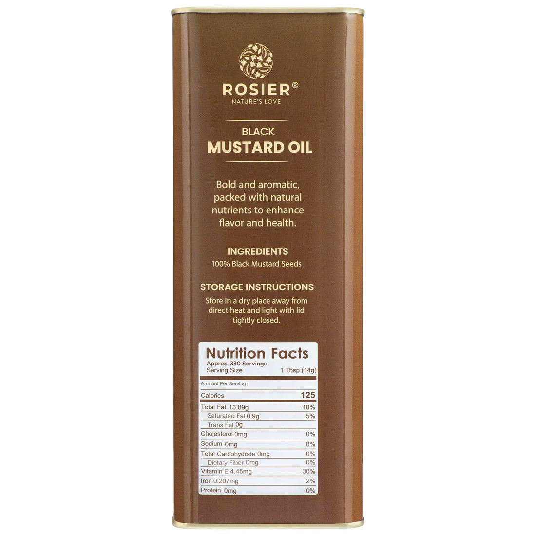 Rosier Foods Stone Pressed Black Mustard Oil 5 Ltr 5 L (Tin Pack)