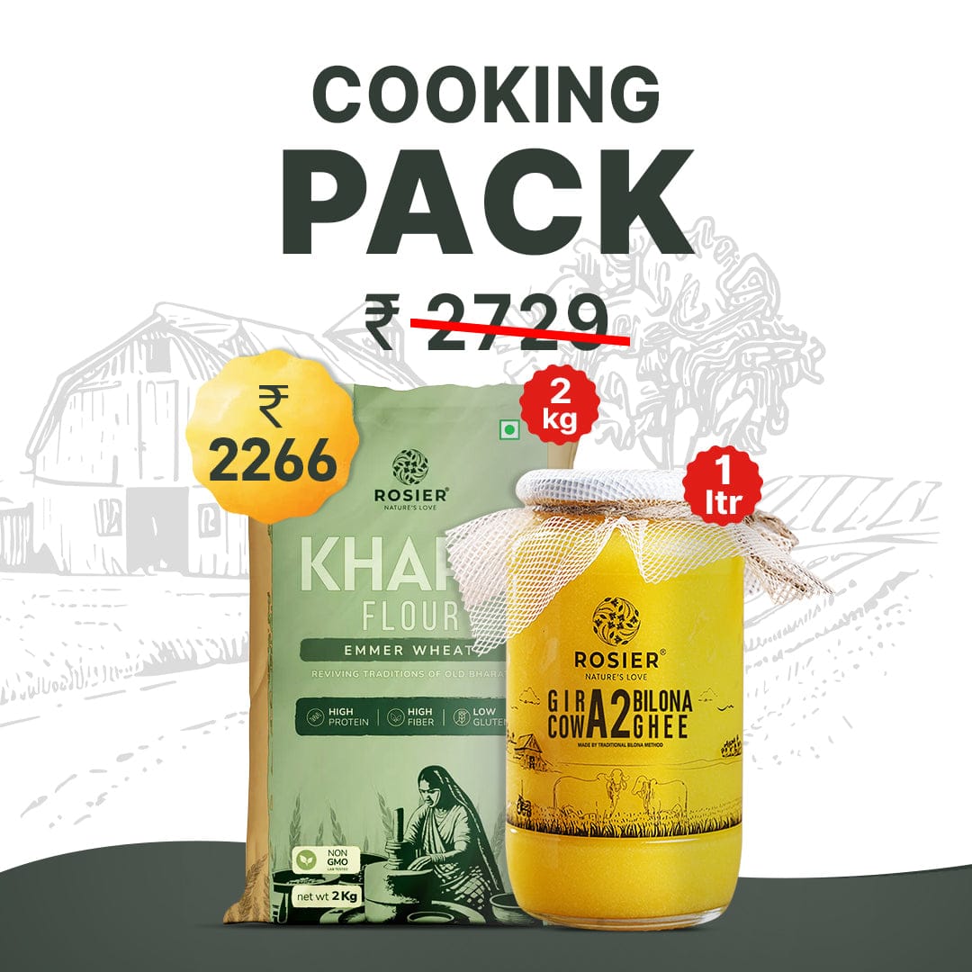 Rosier Foods Cooking Pack 2kg Khapli Atta + 1L Ghee