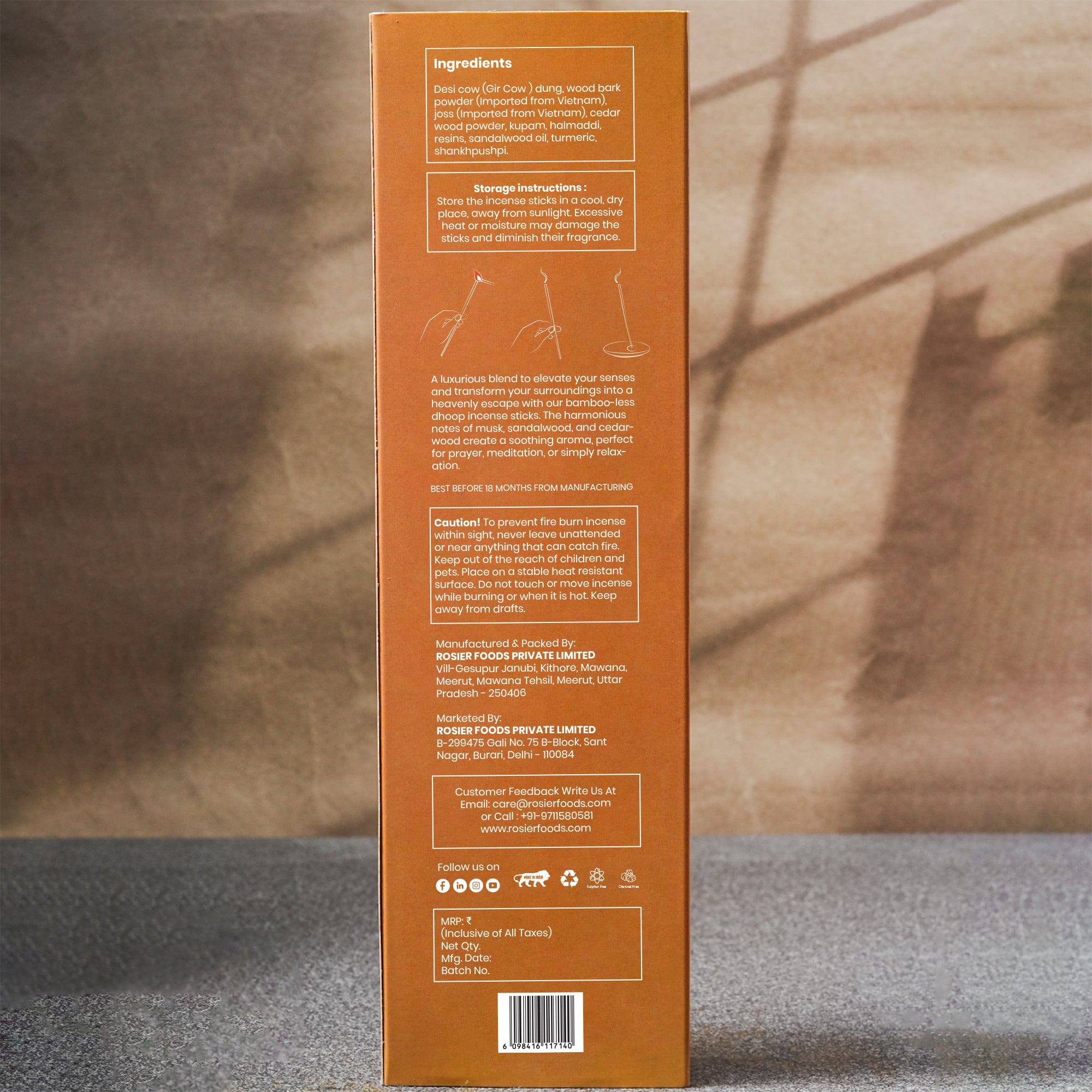 Rosier Foods Dharana Haldi Chandan Dhoop Incense Sticks