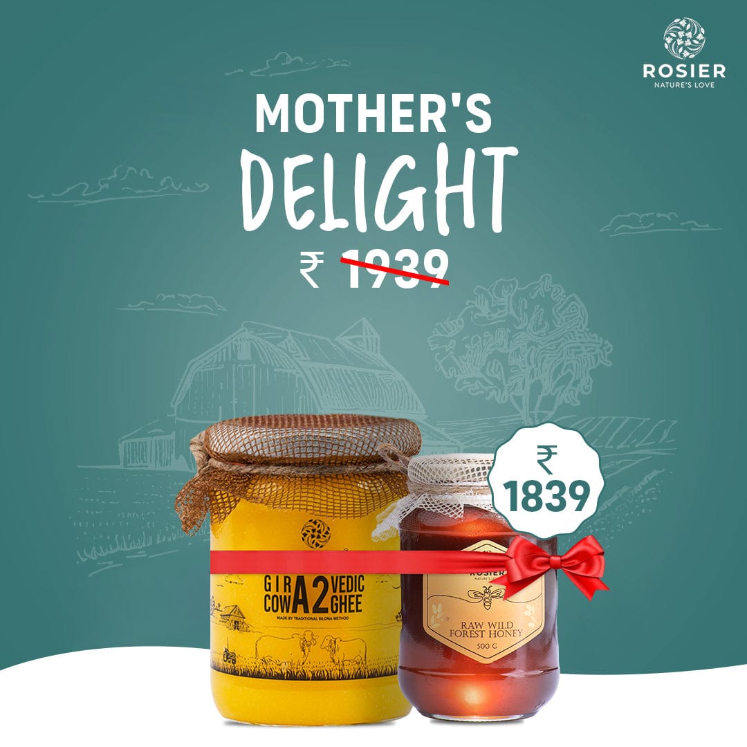 Rosier Foods Mother's Pure Delight 500ml Ghee + 500gms Honey