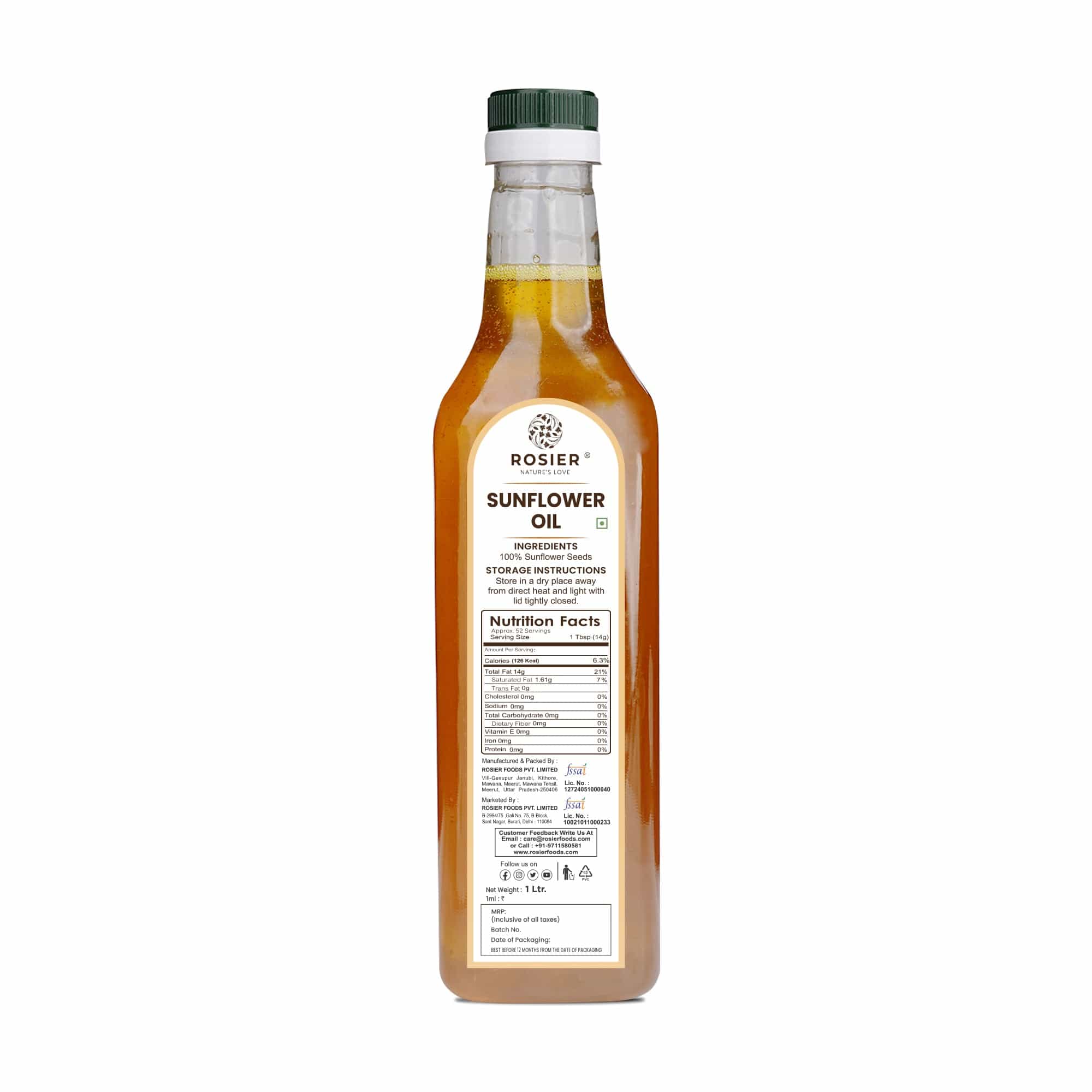 Rosier Foods Stone Pressed Sunflower Oil