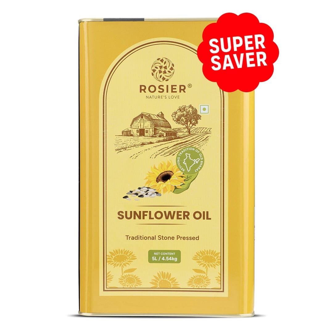 Rosier Foods Stone Pressed Sunflower Oil 5 Ltr 5 L (Tin Pack)