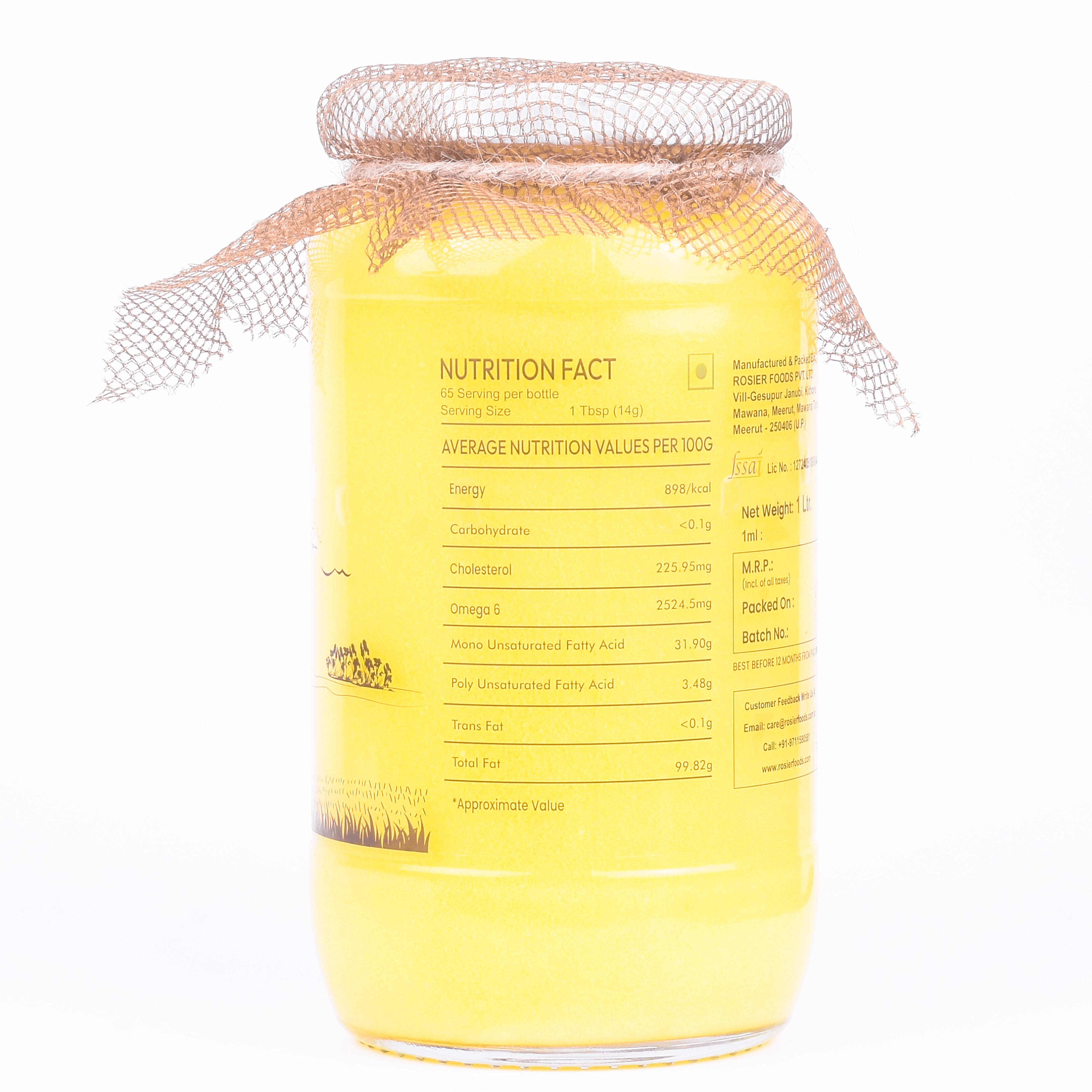 Rosier Foods Gir Cow A2 ghee - Made From Curd