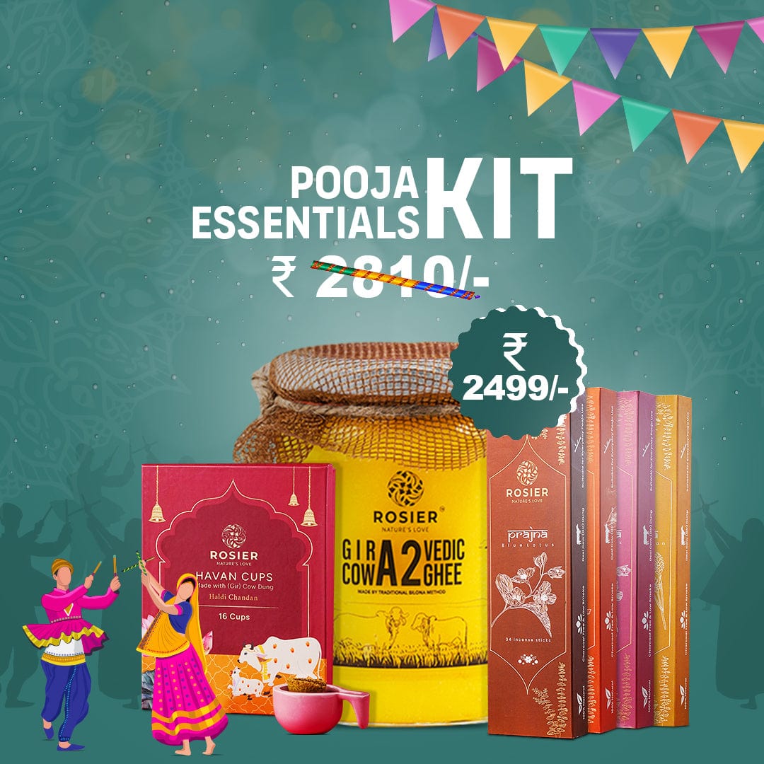 Rosier Foods Pooja Essentials Kit 500 ml + 4 packs + Havan cups