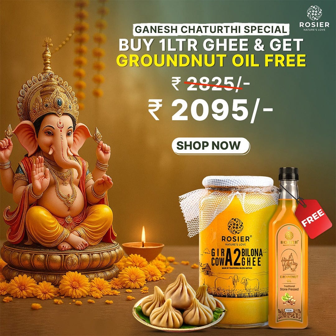 Rosier Foods Ganesh Chaturthi Special Combo 1 Ltr Ghee + 800ML Groundnut Oil Free