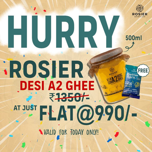 Rosier Foods Gir Cow A2 ghee 500 ML + 1 Better Bar 500ml Ghee + 1 Better Bar
