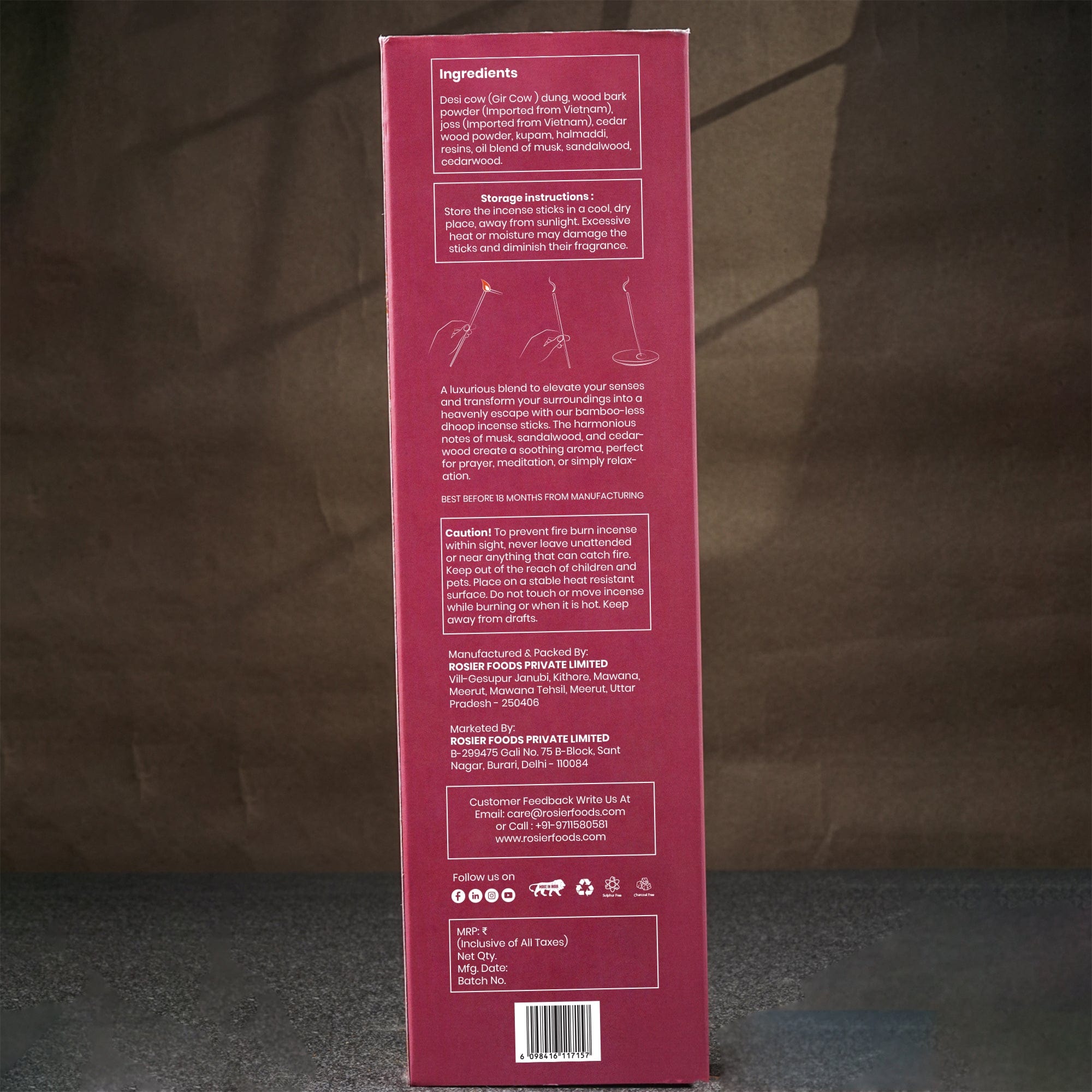 Rosier Foods Sraddha White Musk Dhoop Incense Sticks