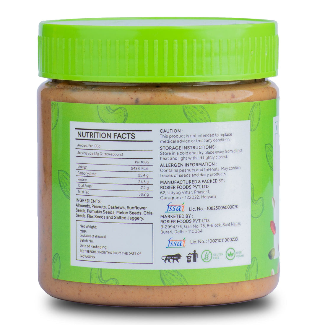 Rosier Foods Nut Butter Crunchy 300g