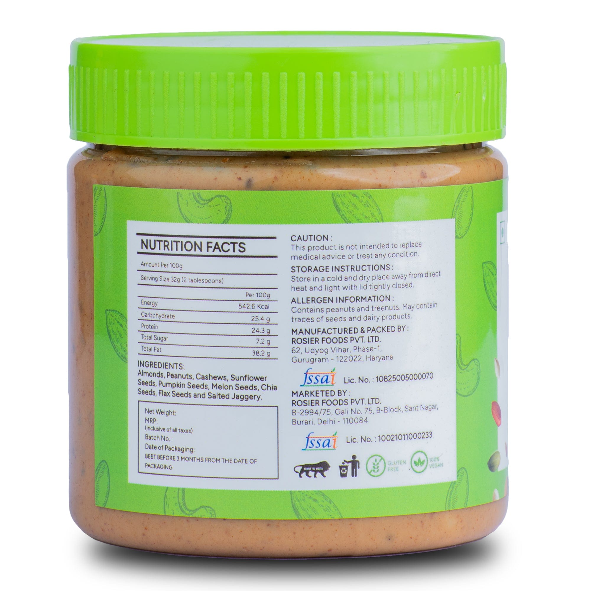 Rosier Foods Nut Butter Crunchy 300g
