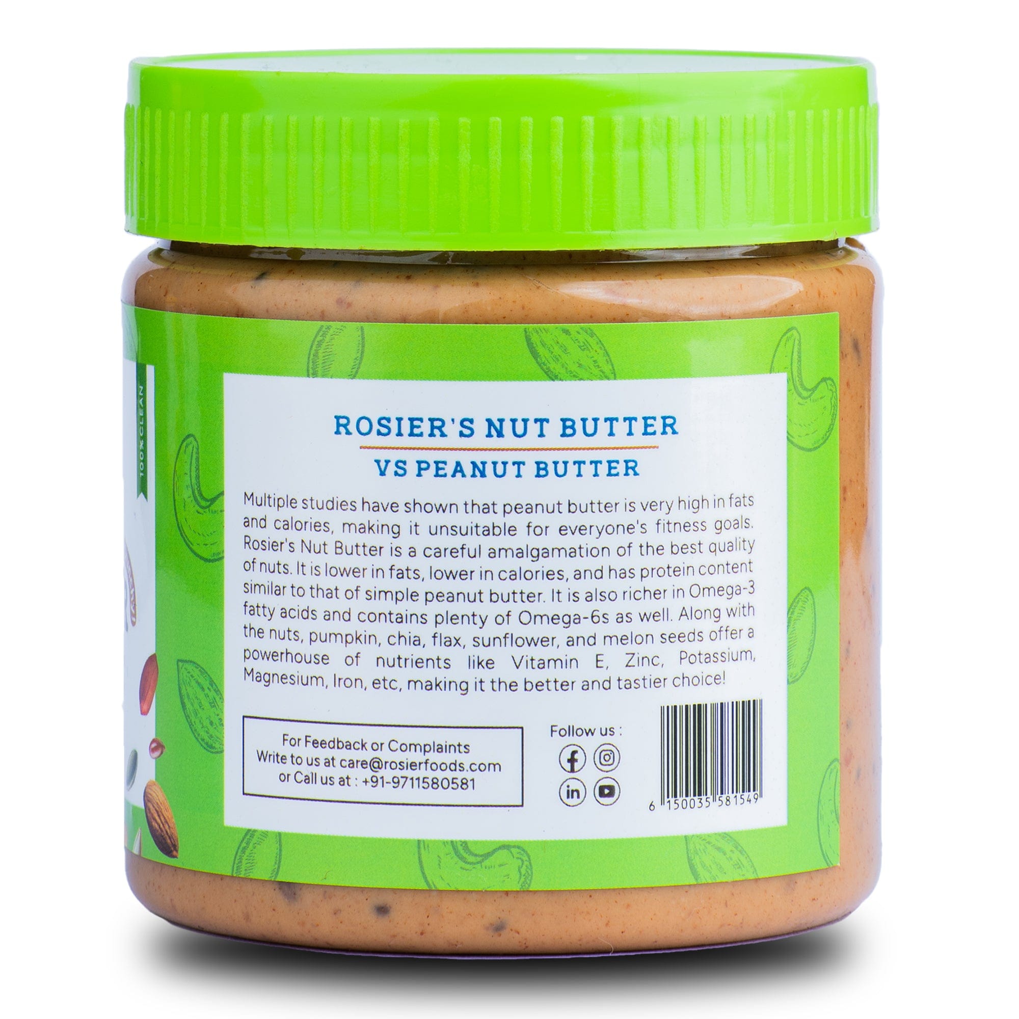Rosier Foods Nut Butter Crunchy 300g