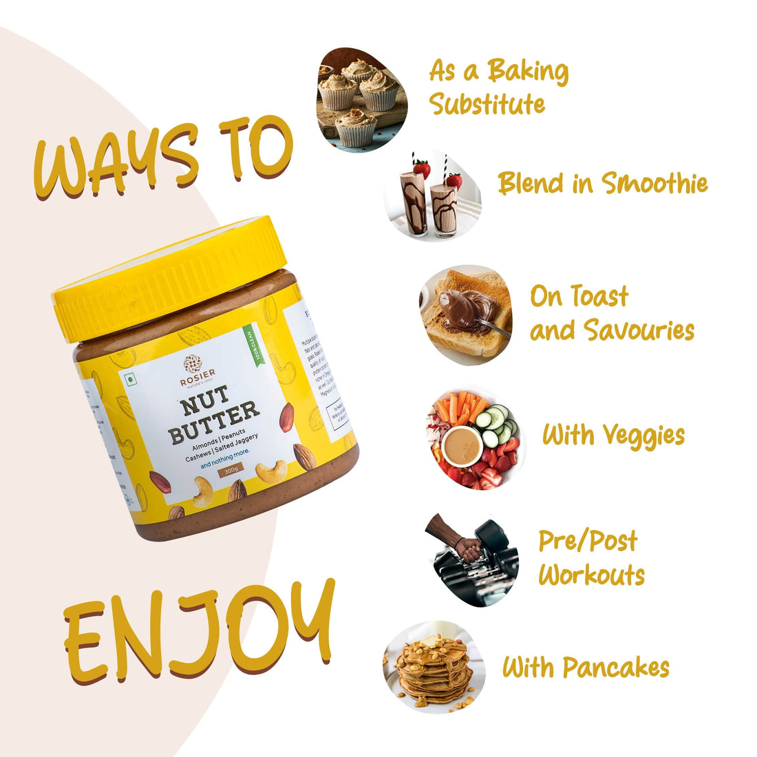 Creamy Nut Butter – Almond & Peanut Blend – 100% Natural, No Added Sugar – Vegan, Keto & Gluten-Free Friendly 300g