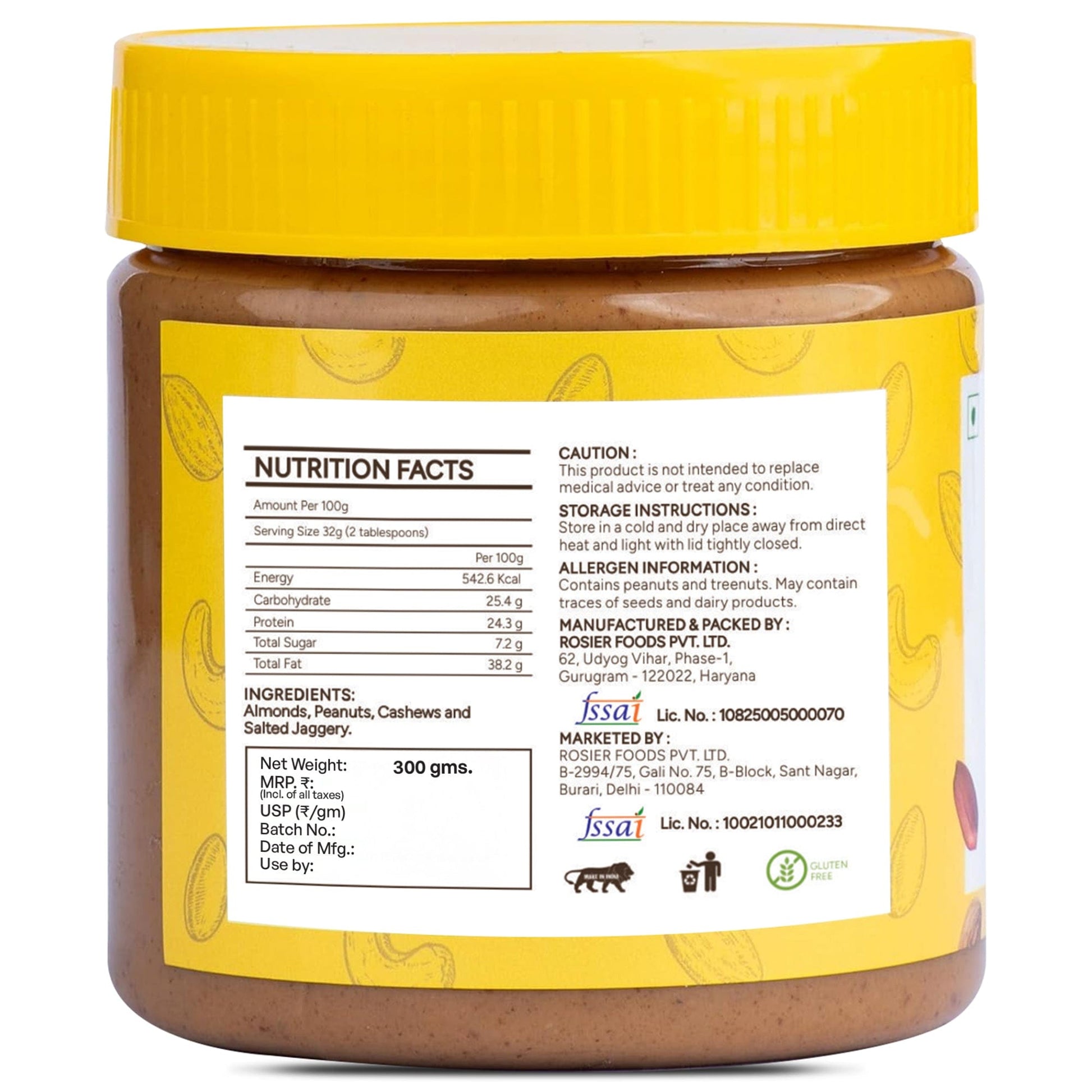 Creamy Nut Butter – Almond & Peanut Blend – 100% Natural, No Added Sugar – Vegan, Keto & Gluten-Free Friendly 300g