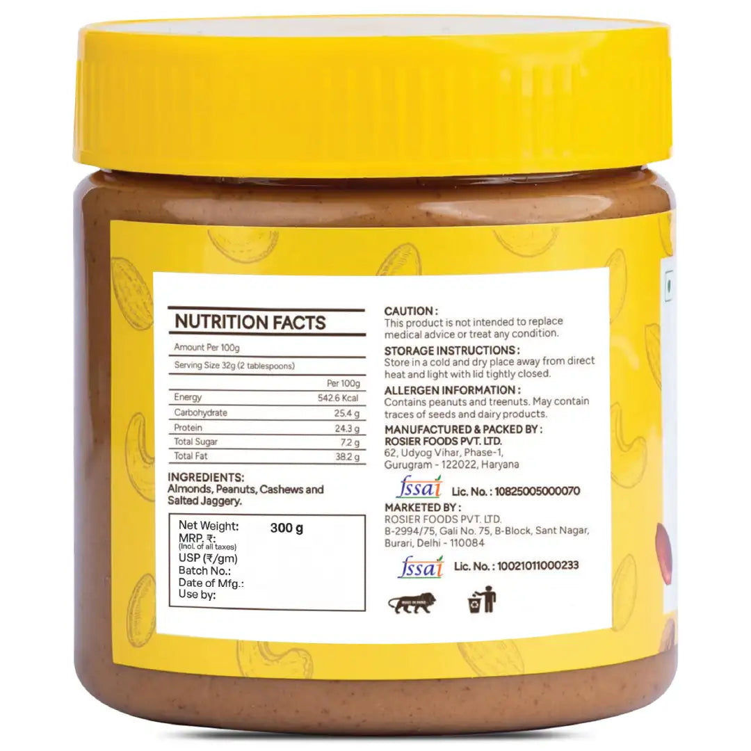 Creamy Nut Butter – Almond & Peanut Blend – 100% Natural, No Added Sugar – Vegan, Keto & Gluten-Free Friendly 300g