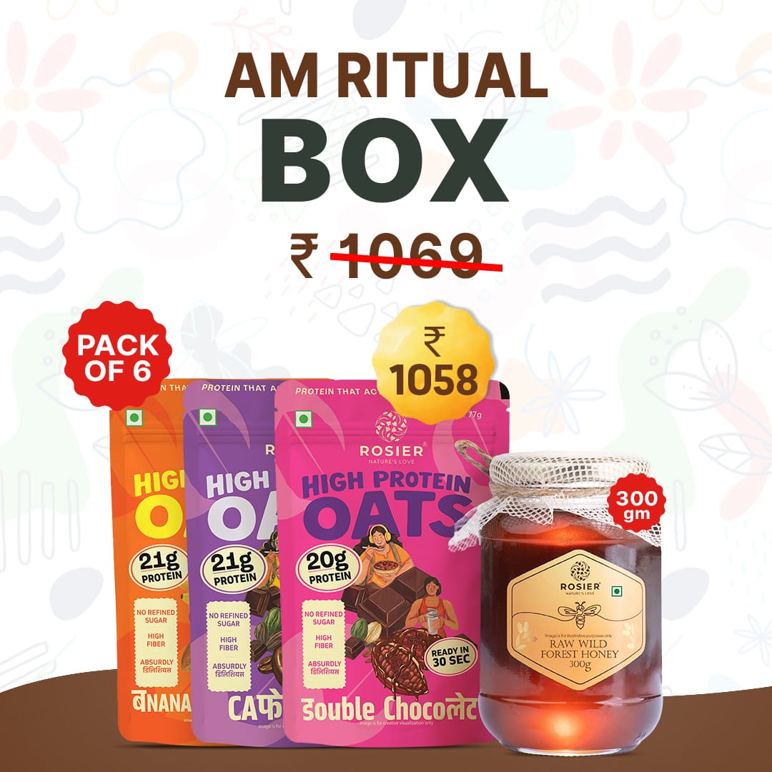 AM Ritual Box Asorted Oats (Pack of 1 X 6) + Raw Wild Forest Honey 300g