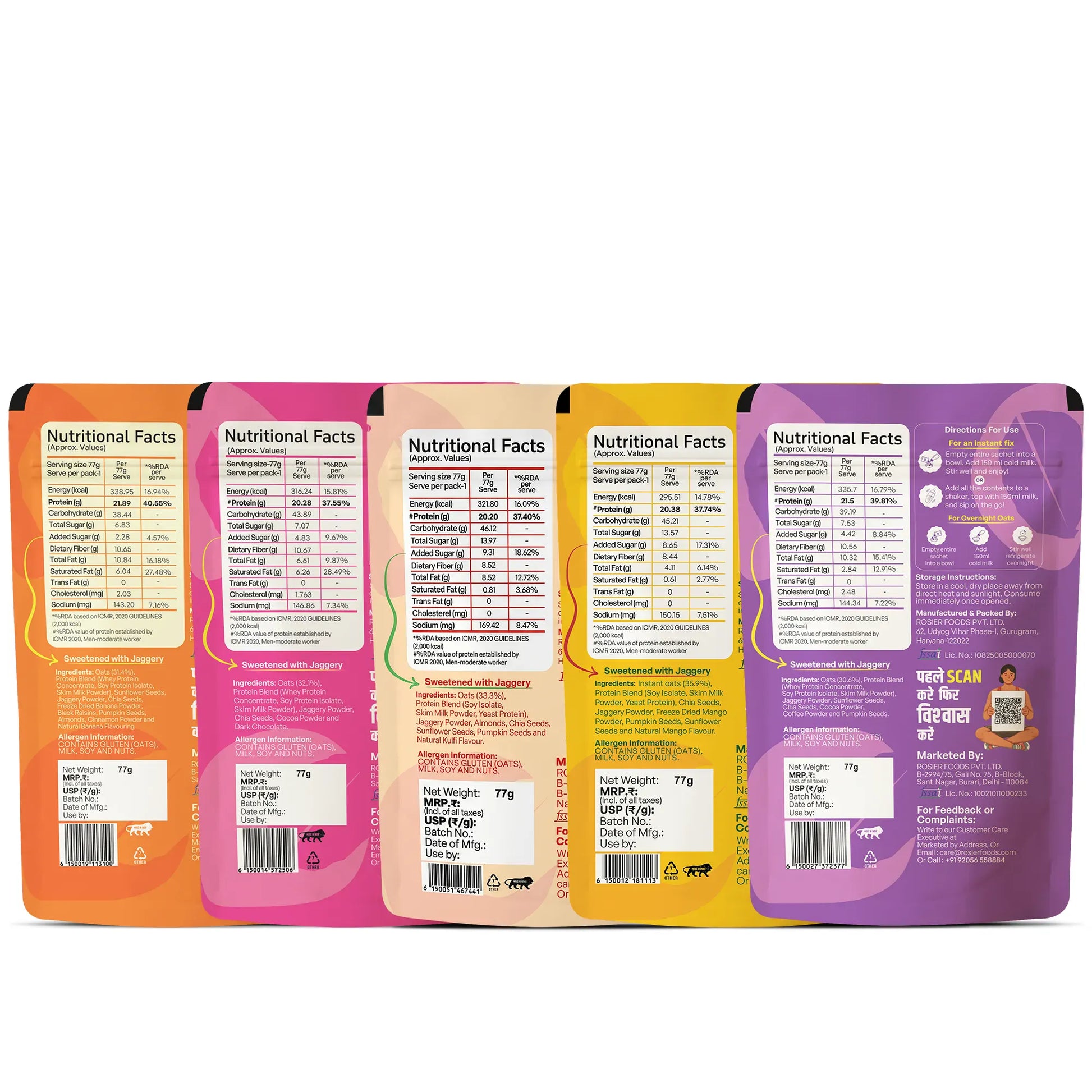 High Protein Oats - Assorted Pack Pack of 1 X 5
