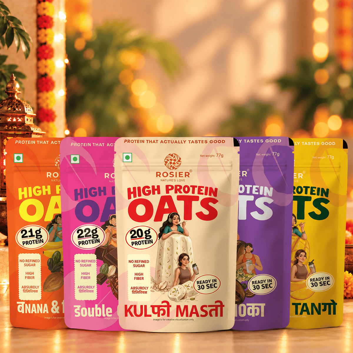 High Protein Oats Assorted Pack Online | Rosier Foods Pack of 1 X 5