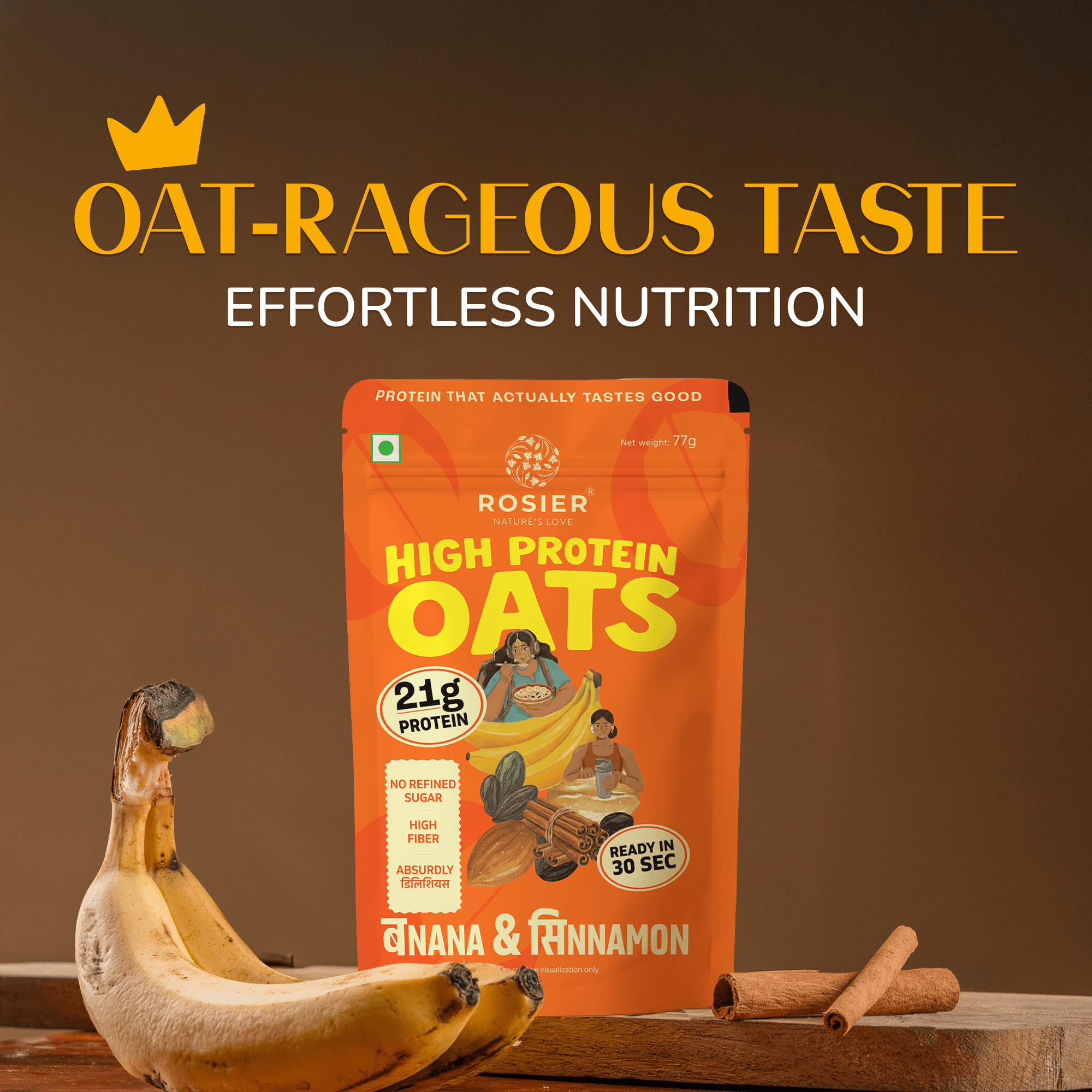 High Protein Oats - Banana Cinnamon Pack of 1 X 6