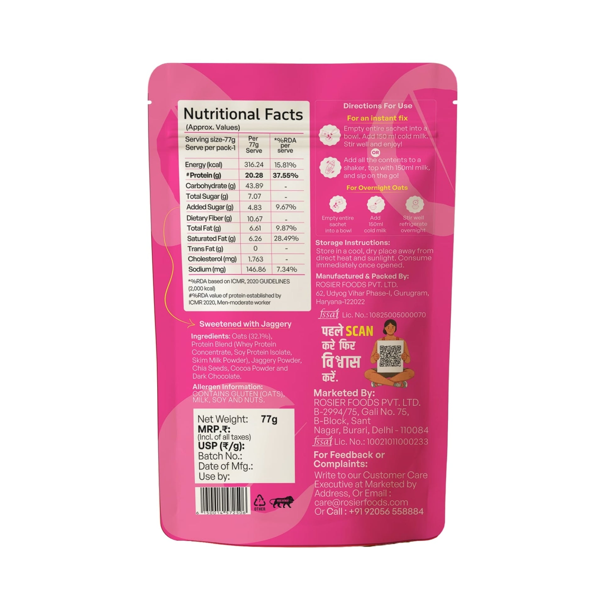 Overnight Oats - Double Chocolate Pack of 1 X 6