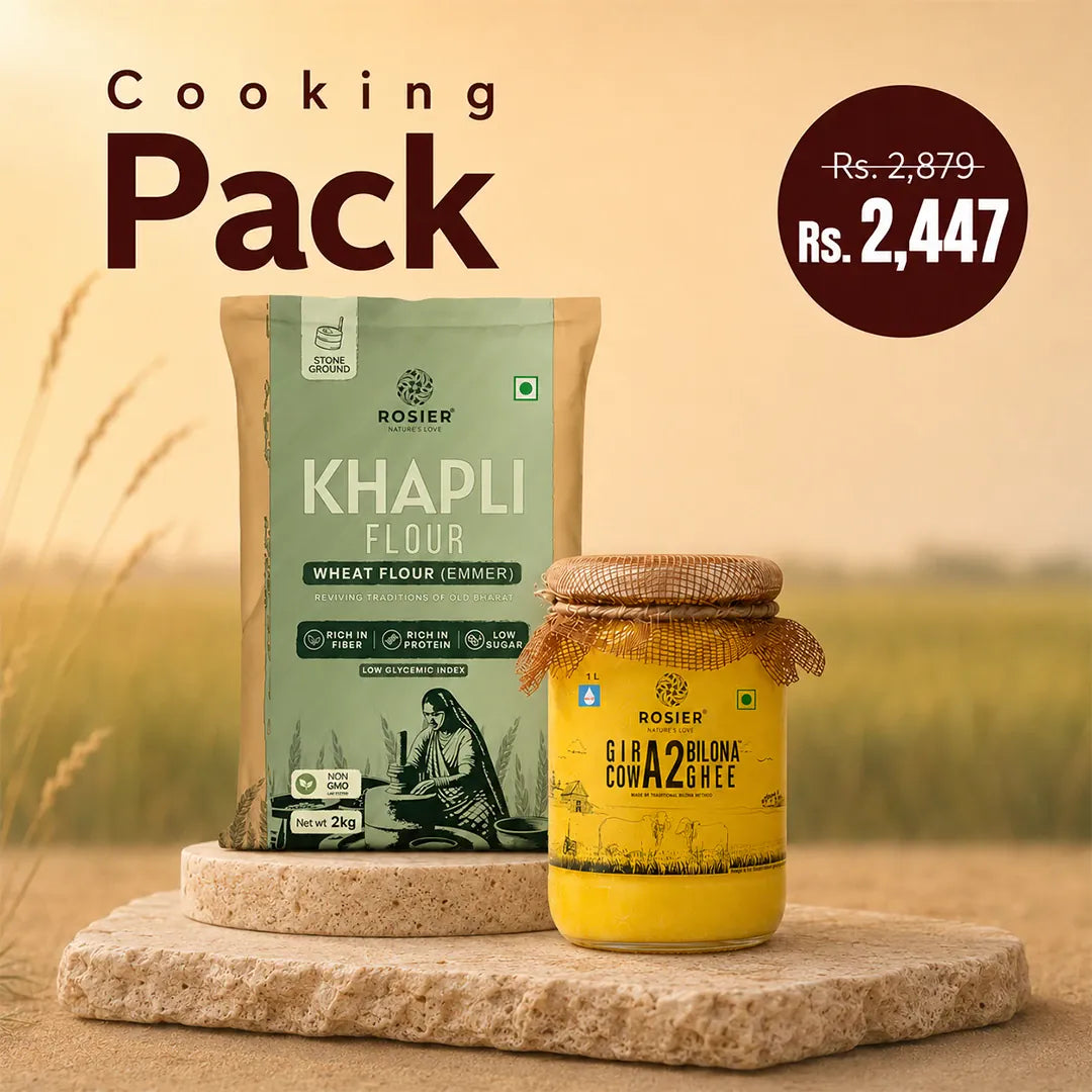 Cooking Pack Khapli Flour 2Kg + Gir Cow A2 Ghee 1 Ltr