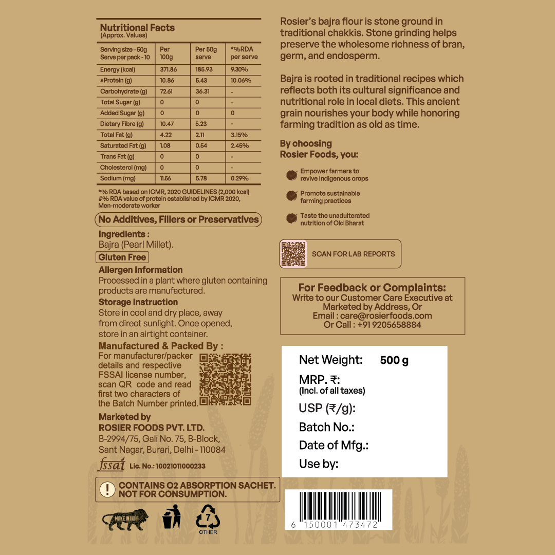 Bajra Atta pack of 2 (500g)