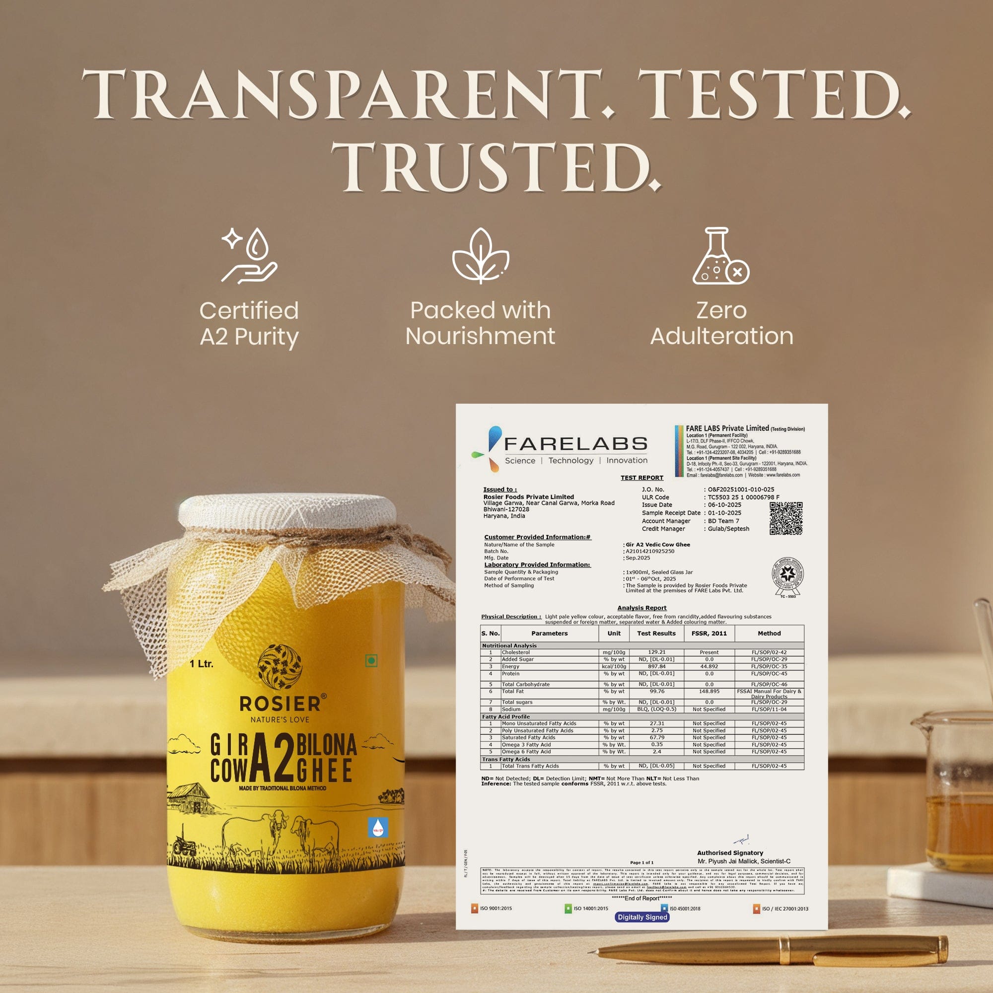 Buy A2 Gir Cow Desi Ghee – 100% Grass-Fed Bilona Method – Rich in Vitamins A, E, K – Boosts Digestion, Gut & Joint Health 1 Ltr