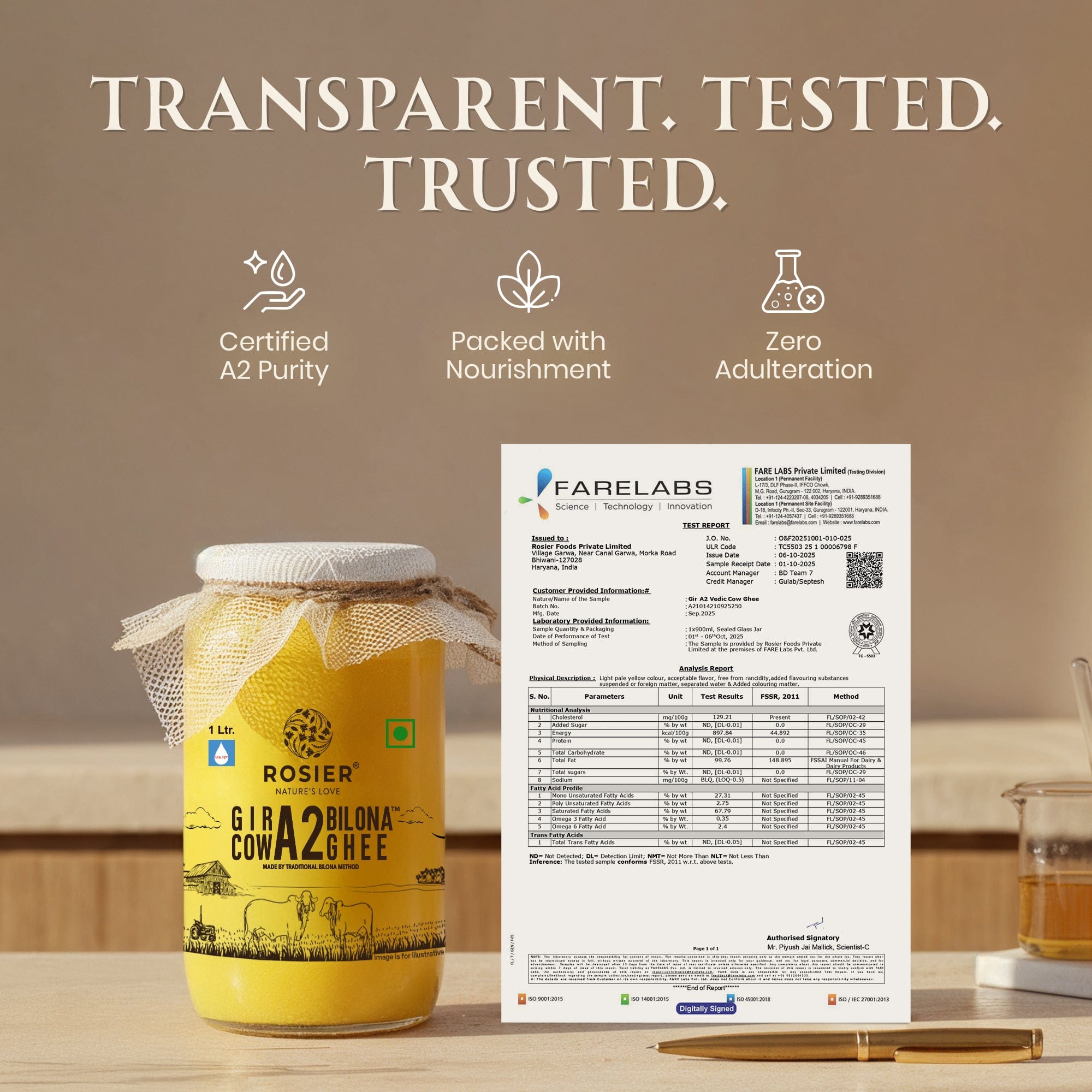 Buy A2 Gir Cow Desi Ghee – 100% Grass-Fed Bilona Method – Rich in Vitamins A, E, K – Boosts Digestion, Gut & Joint Health 1 Ltr