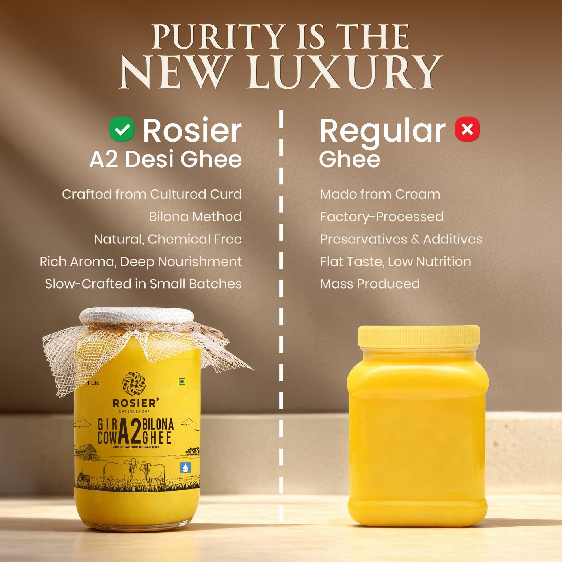 Buy A2 Gir Cow Desi Ghee – 100% Grass-Fed Bilona Method – Rich in Vitamins A, E, K – Boosts Digestion, Gut & Joint Health 1 Ltr