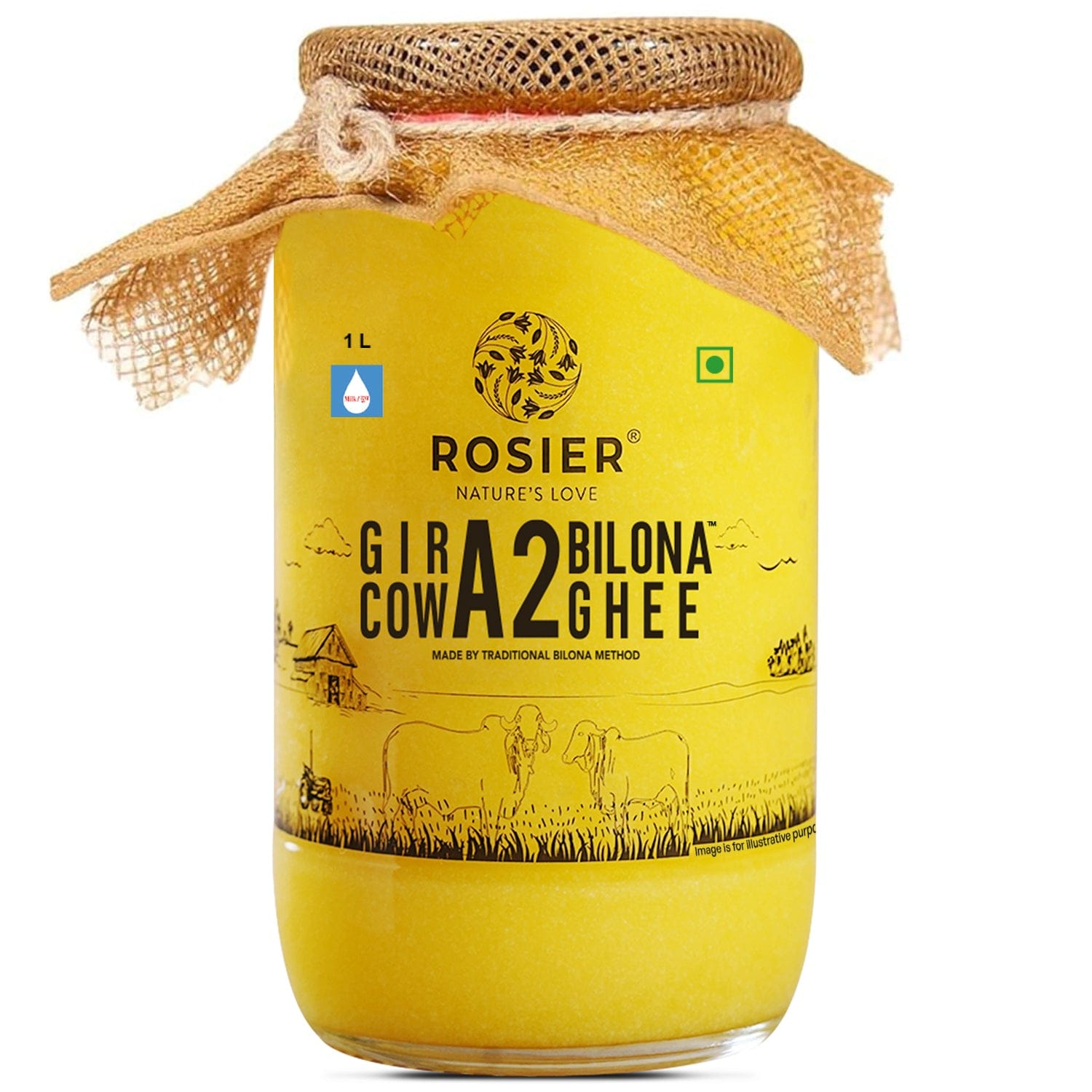 Buy A2 Gir Cow Desi Ghee – 100% Grass-Fed Bilona Method – Rich in Vitamins A, E, K – Boosts Digestion, Gut & Joint Health 1 Ltr