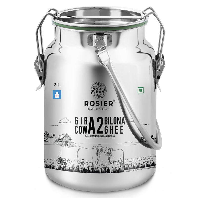 Gir Cow A2 ghee - Made From Curd (2 Ltr - Steel Dolchi)