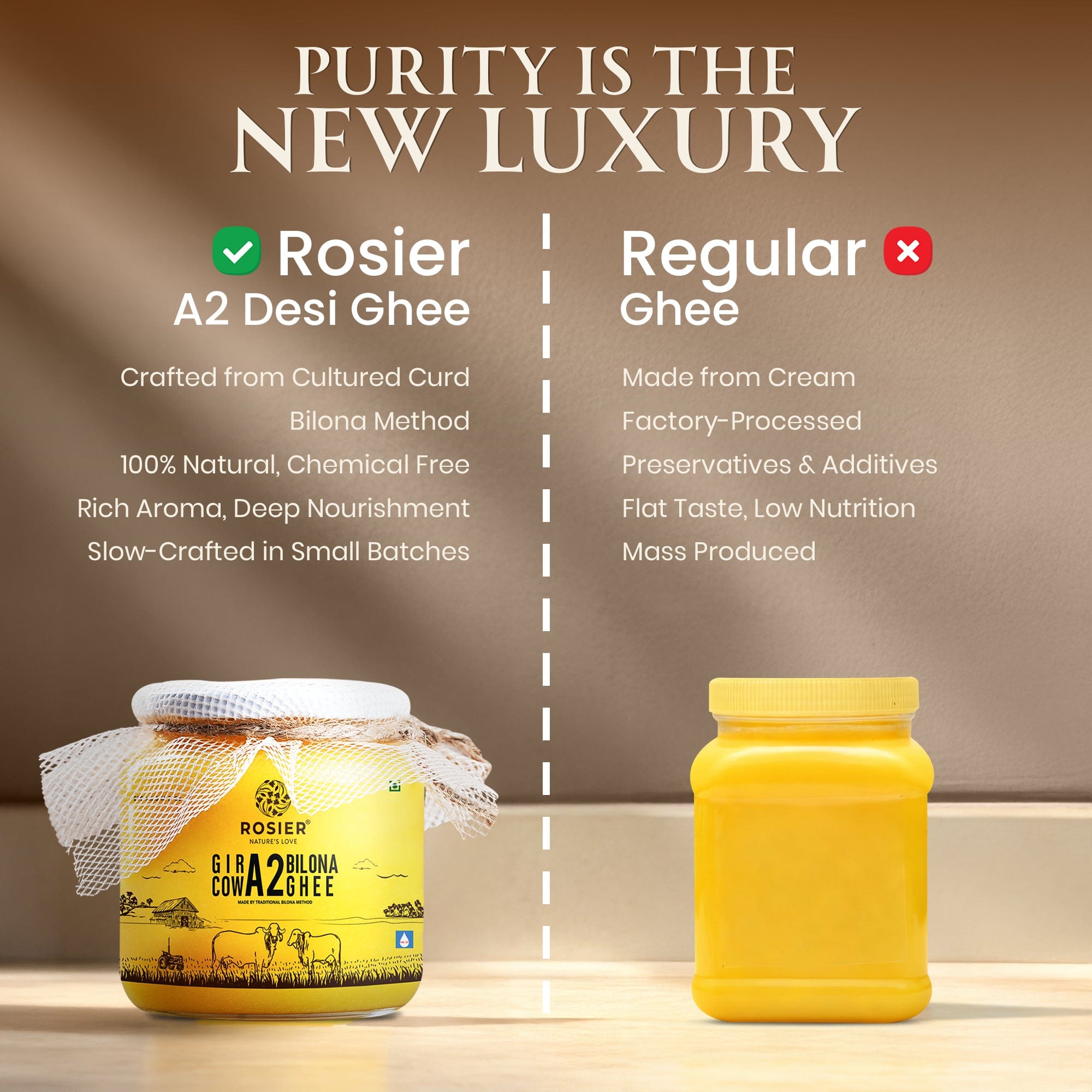 Buy A2 Gir Cow Desi Ghee – 100% Grass-Fed Bilona Method – Rich in Vitamins A, E, K – Boosts Digestion, Gut & Joint Health 250 ML