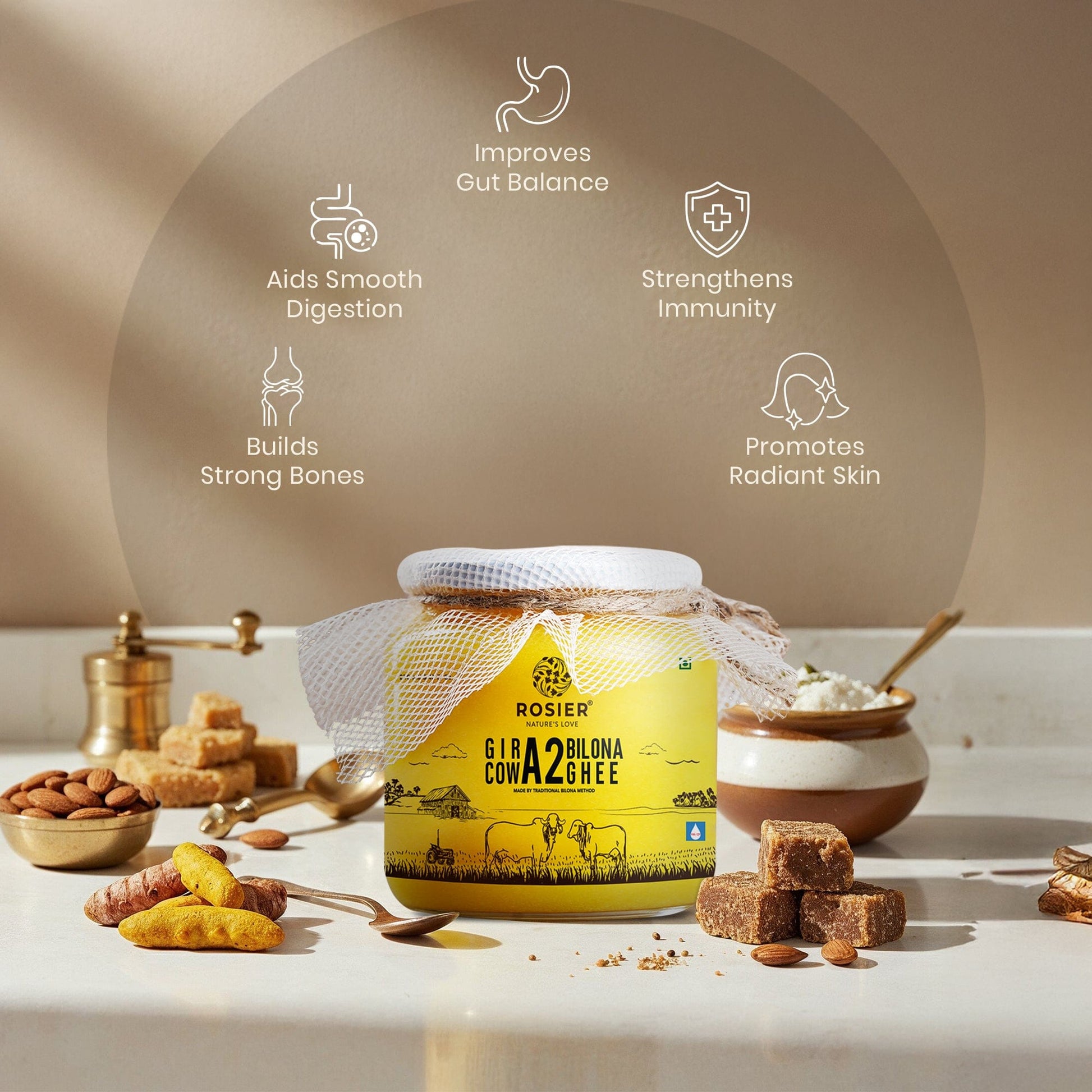 Buy A2 Gir Cow Desi Ghee – 100% Grass-Fed Bilona Method – Rich in Vitamins A, E, K – Boosts Digestion, Gut & Joint Health 250 ML