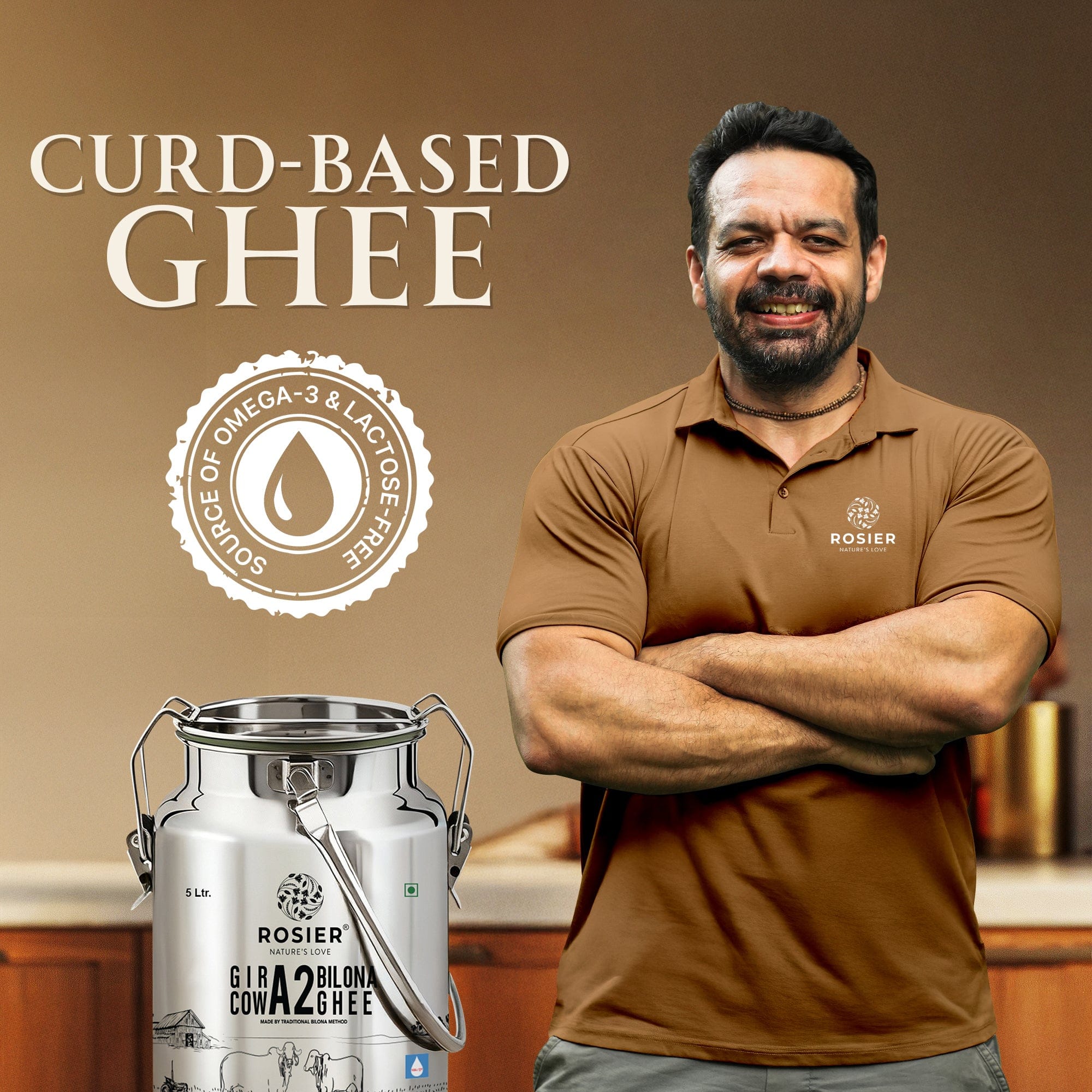 Buy A2 Gir Cow Desi Ghee – 100% Grass-Fed Bilona Method – Rich in Vitamins A, E, K – Boosts Digestion, Gut & Joint Health 5 Ltr (Steel Dolchi)
