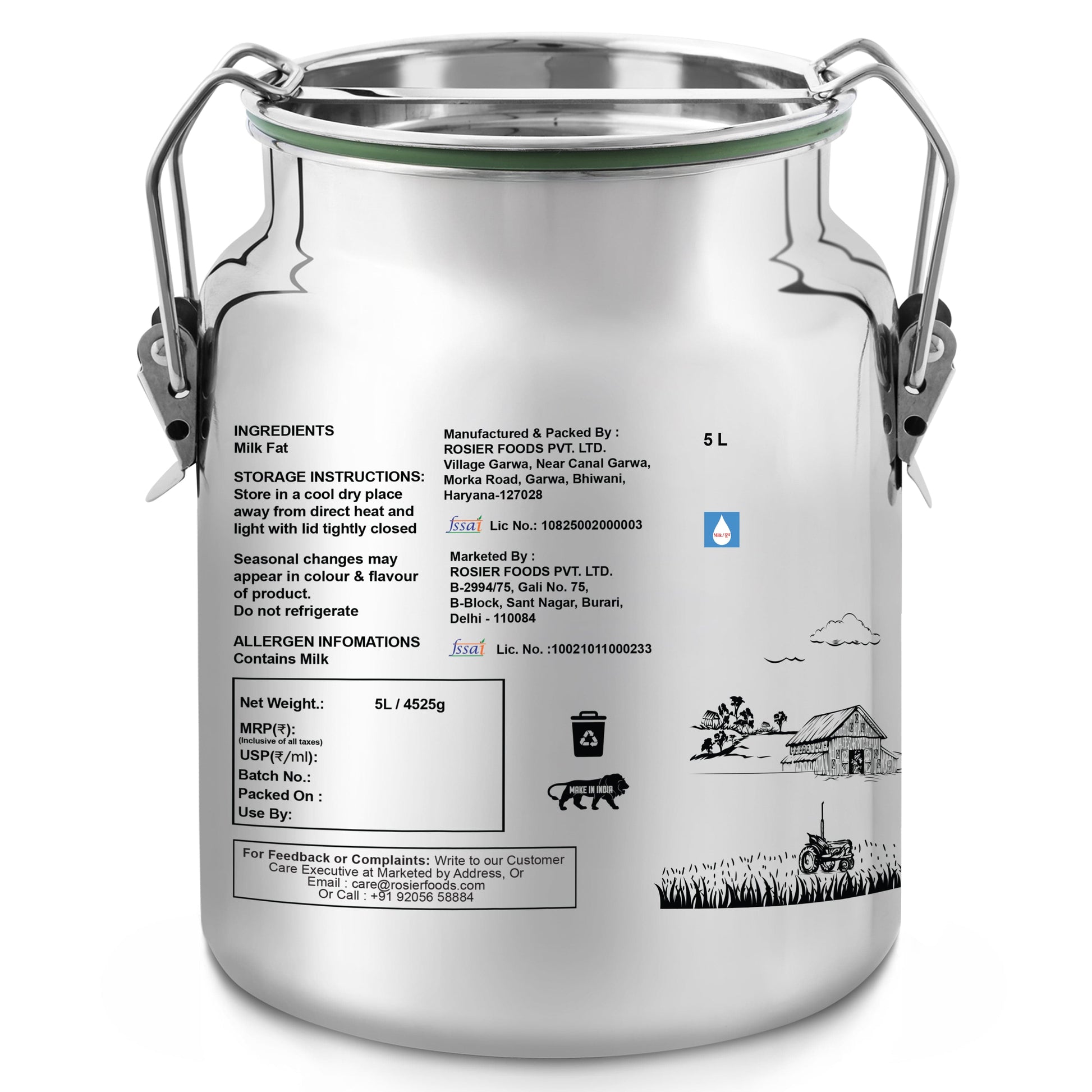 Buy A2 Gir Cow Desi Ghee – 100% Grass-Fed Bilona Method – Rich in Vitamins A, E, K – Boosts Digestion, Gut & Joint Health 5 Ltr (Steel Dolchi)