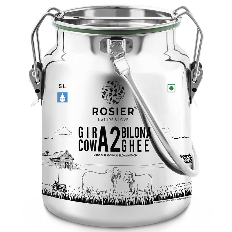 Gir Cow A2 ghee - Made From Curd (5 Ltr - Steel Dolchi)