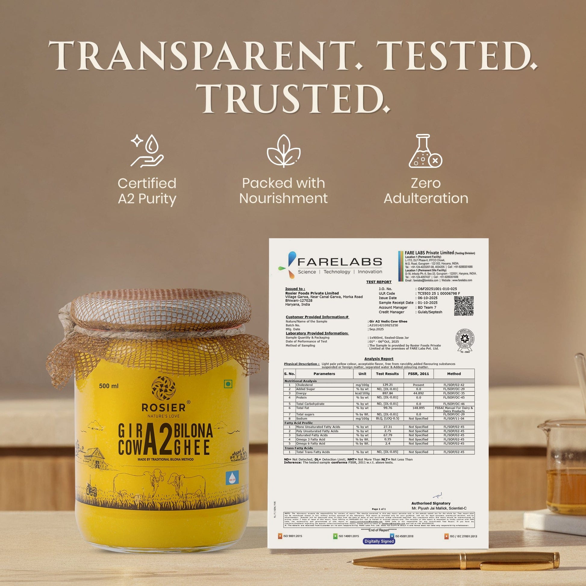 Buy A2 Gir Cow Desi Ghee – 100% Grass-Fed Bilona Method – Rich in Vitamins A, E, K – Boosts Digestion, Gut & Joint Health 500 ML