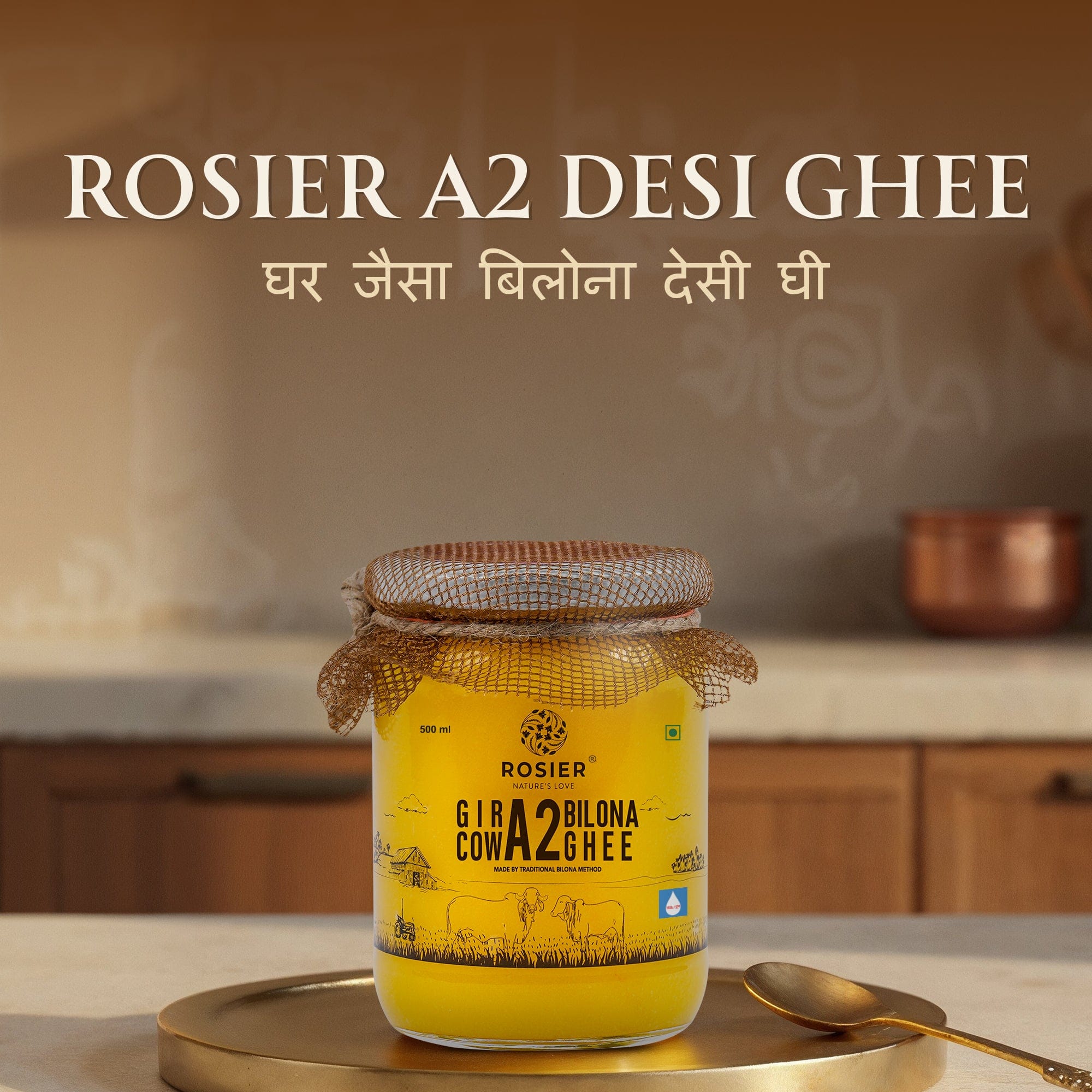 Buy A2 Gir Cow Desi Ghee – 100% Grass-Fed Bilona Method – Rich in Vitamins A, E, K – Boosts Digestion, Gut & Joint Health 500 ML